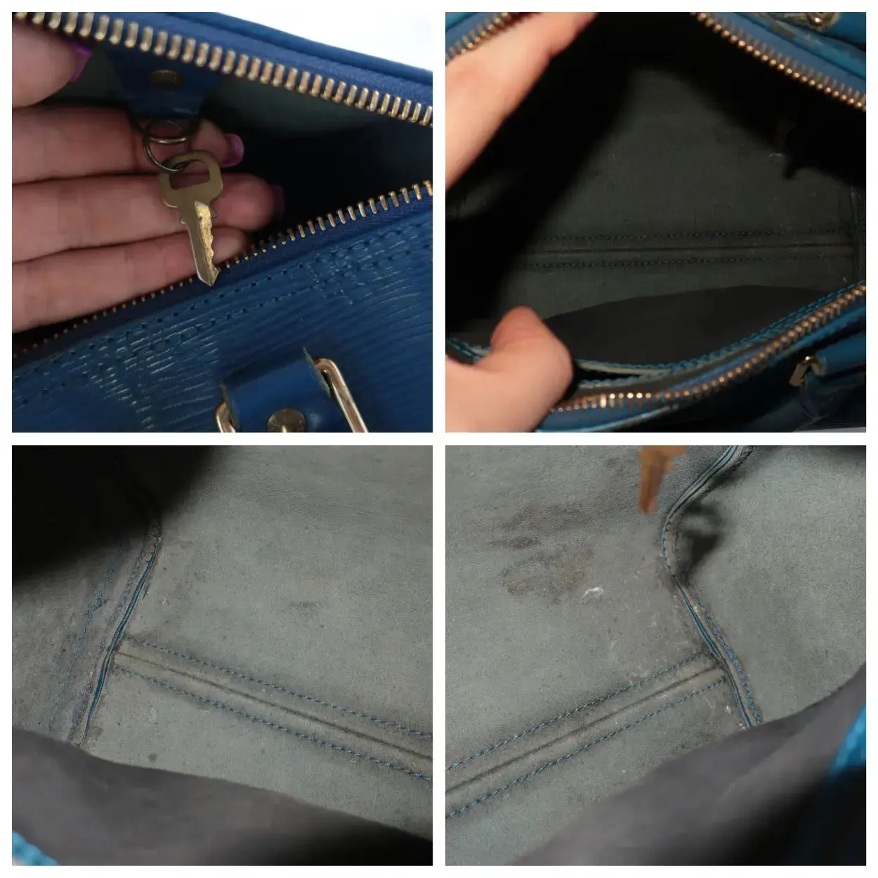 Louis Vuitton Blue Epi Speedy 25 Bag - Image 10