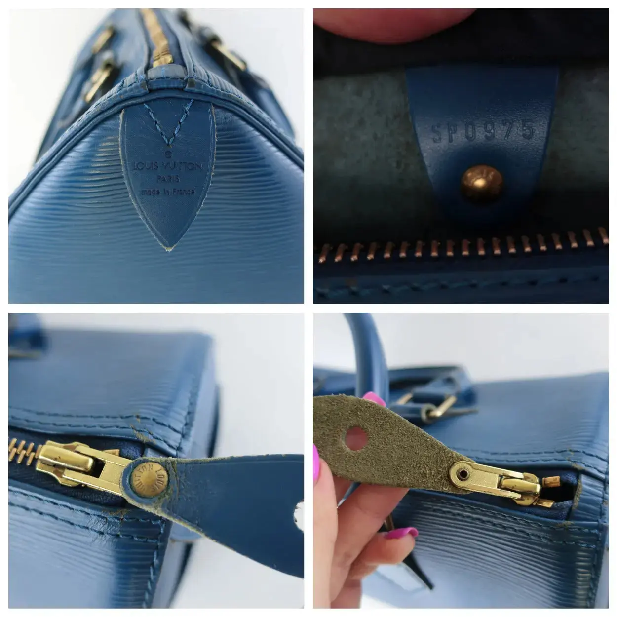 Louis Vuitton Blue Epi Speedy 25 Bag - Image 11