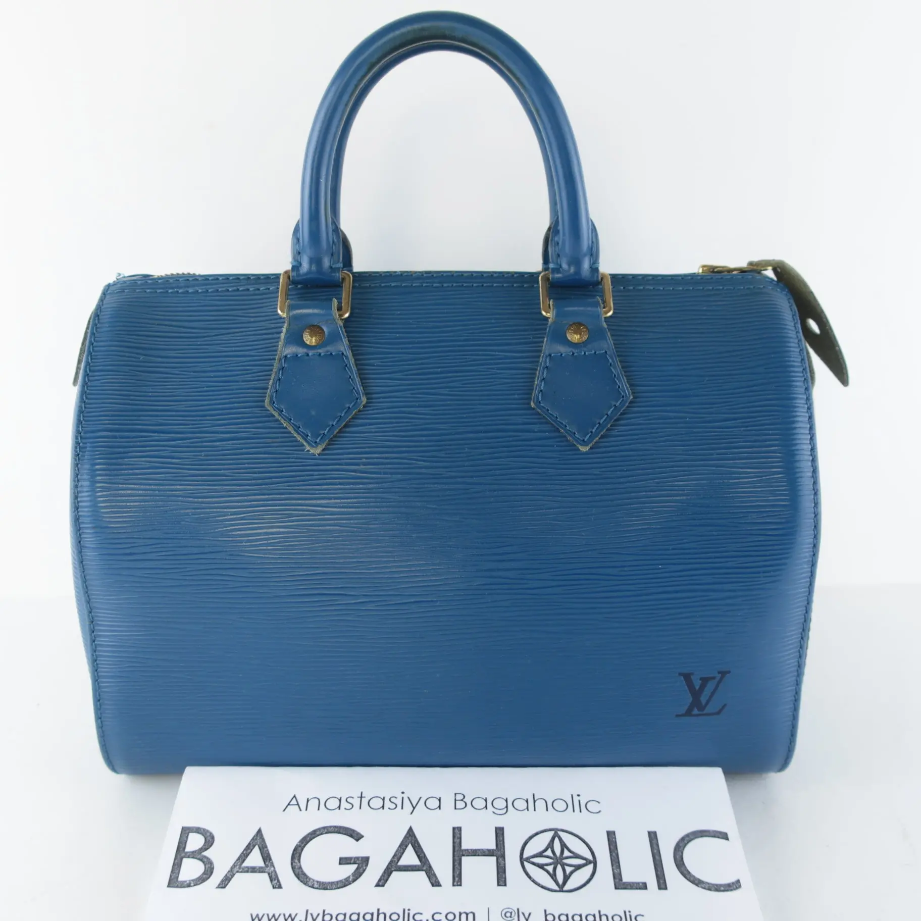 Louis Vuitton Blue Epi Speedy 25 Bag - Image 3