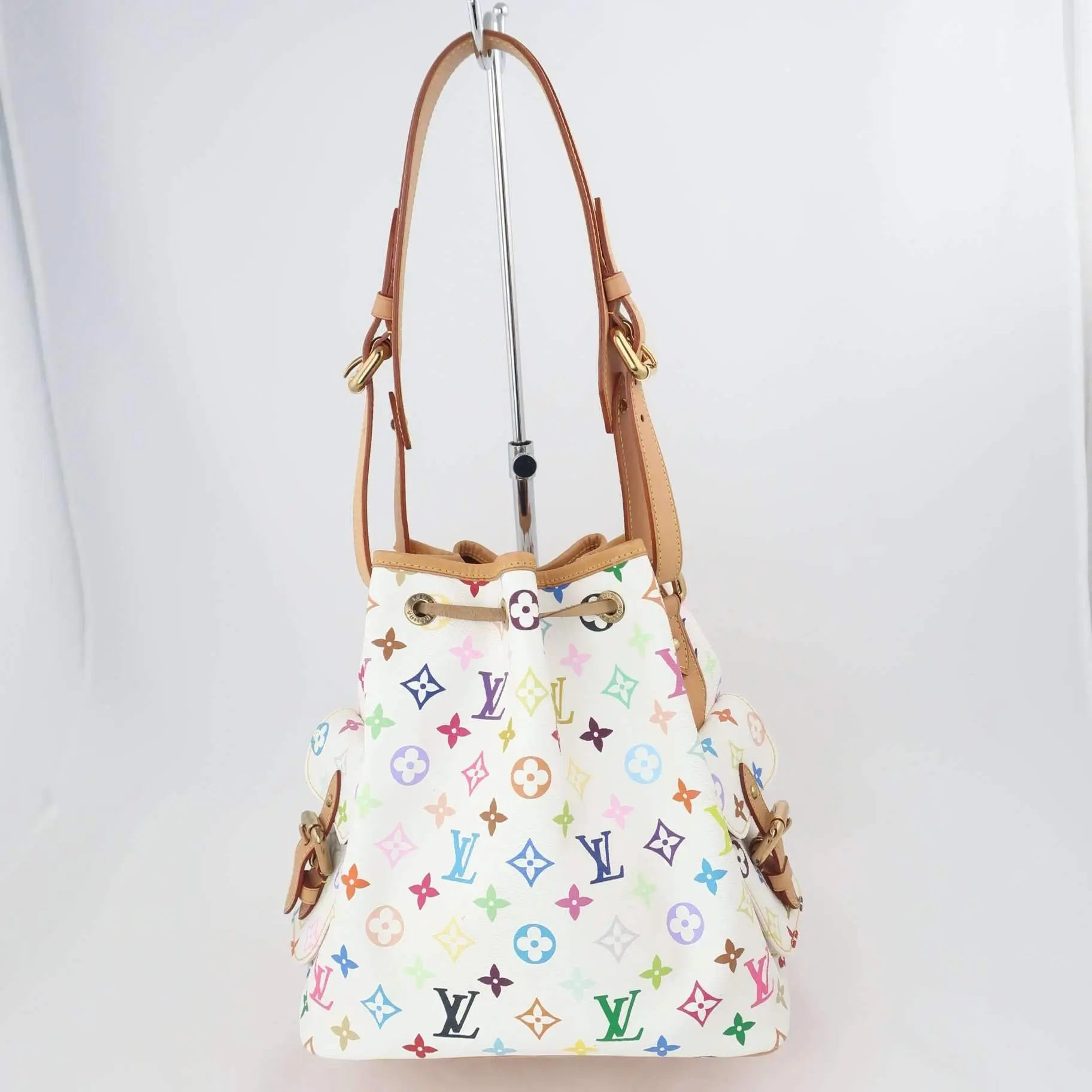 Louis Vuitton White Monogram Multicolor Petite Noe Bag - Image 4