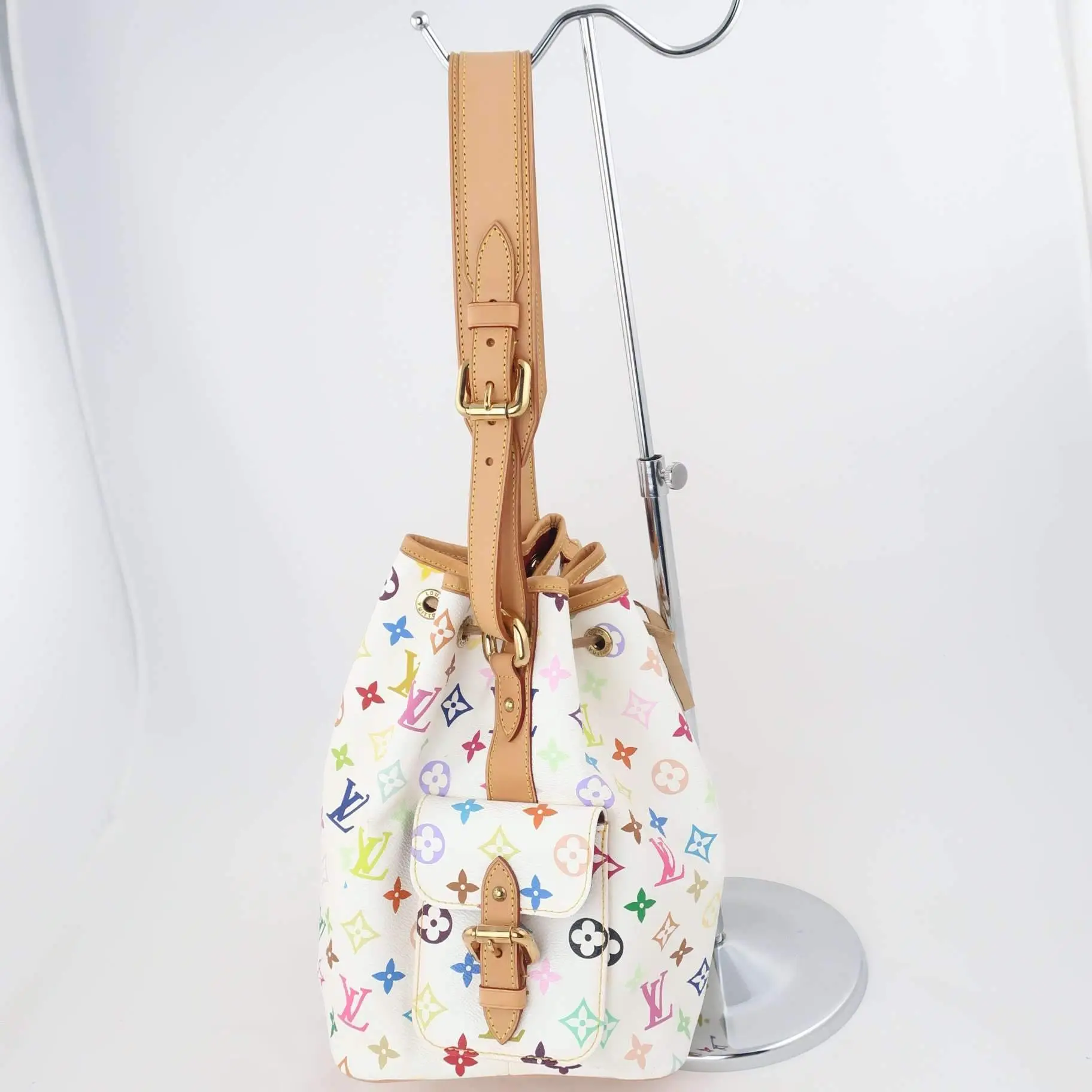 Louis Vuitton White Monogram Multicolor Petite Noe Bag - Image 5