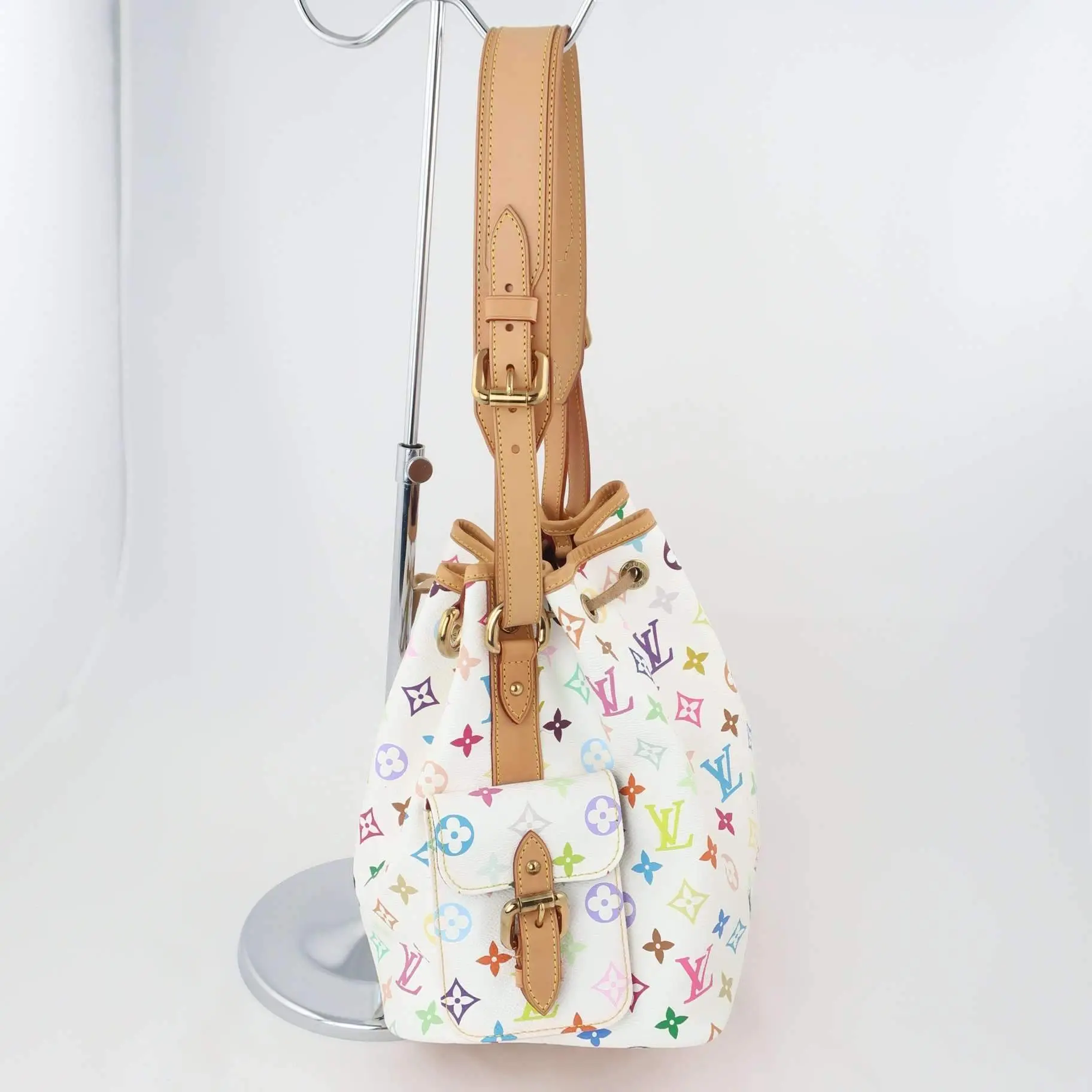 Louis Vuitton White Monogram Multicolor Petite Noe Bag - Image 6