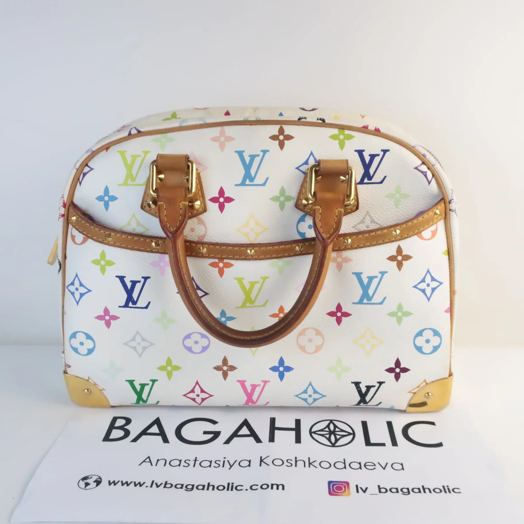 Louis Vuitton White Monogram Multicolore Trouville Bag - Image 3