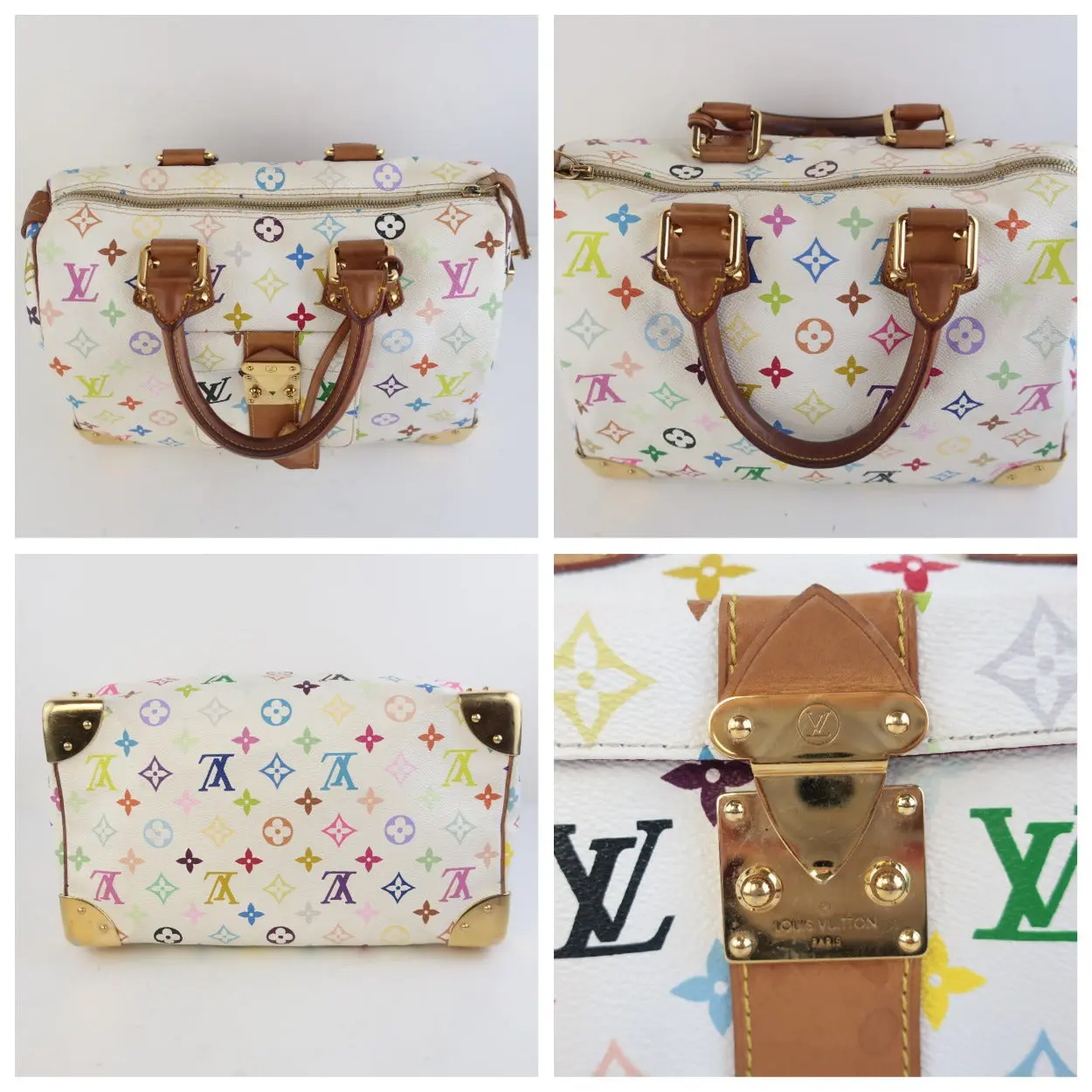 Louis Vuitton White Multicolor Monogram Speedy 30 Bag - Image 13