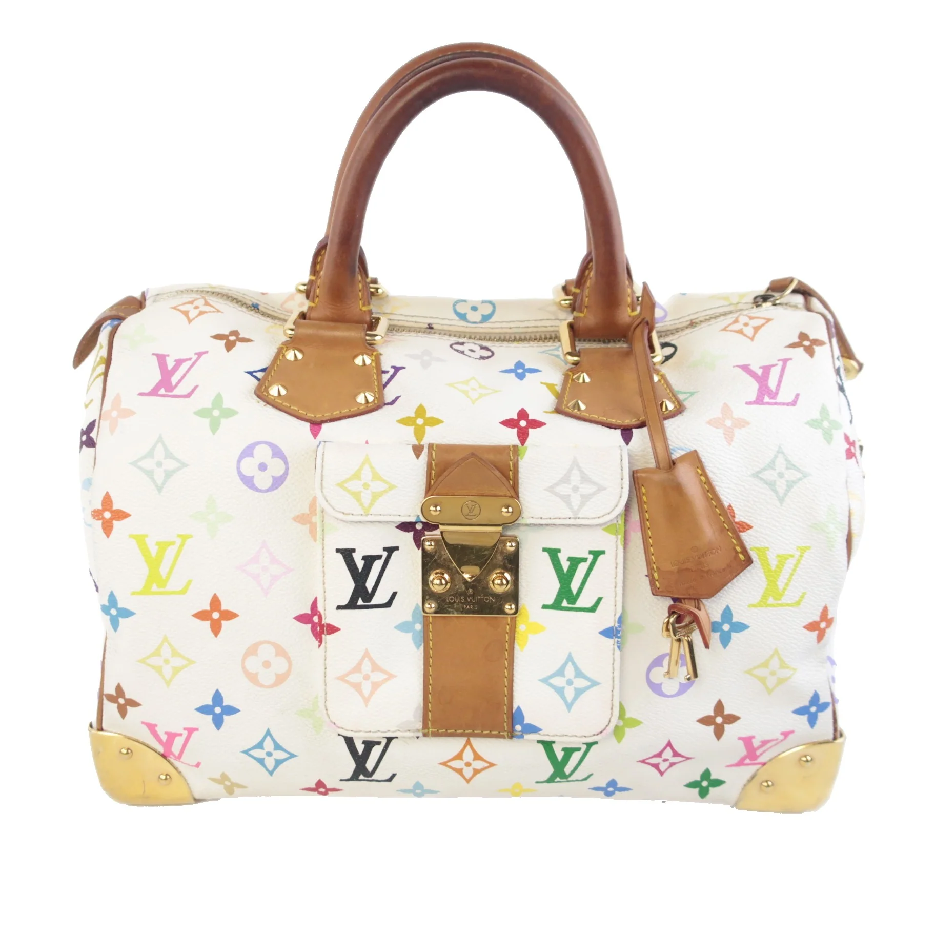 Louis Vuitton White Multicolor Monogram Speedy 30 Bag - Image 2