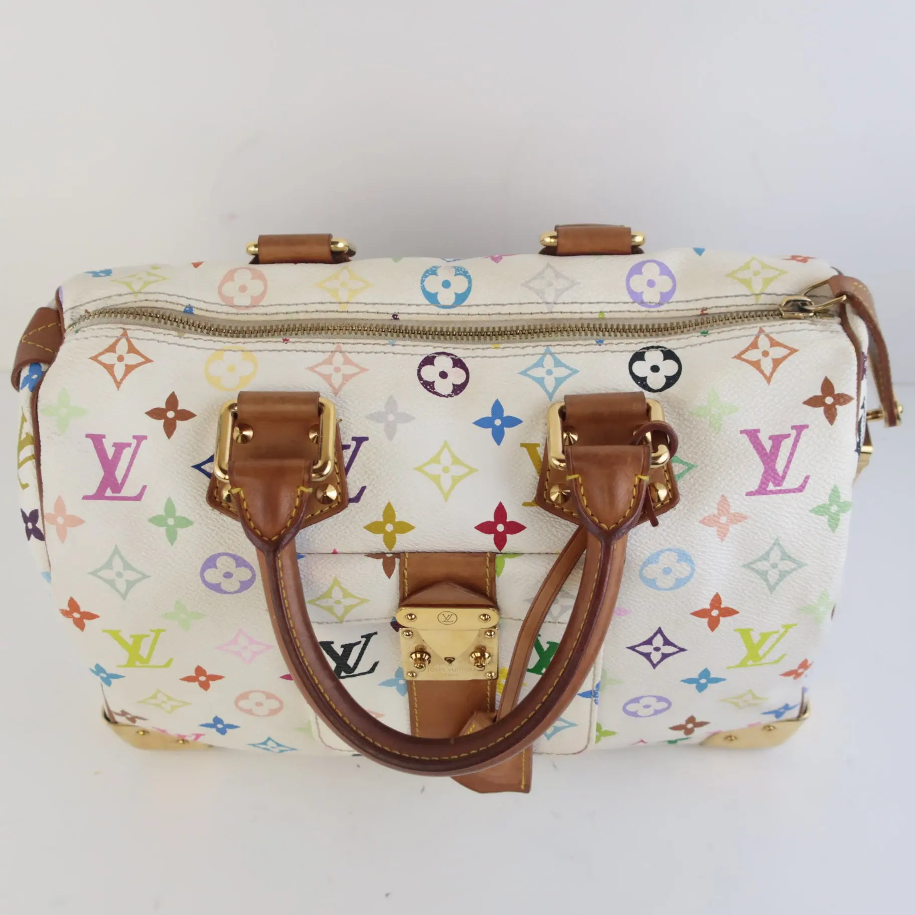 Louis Vuitton White Multicolor Monogram Speedy 30 Bag - Image 22
