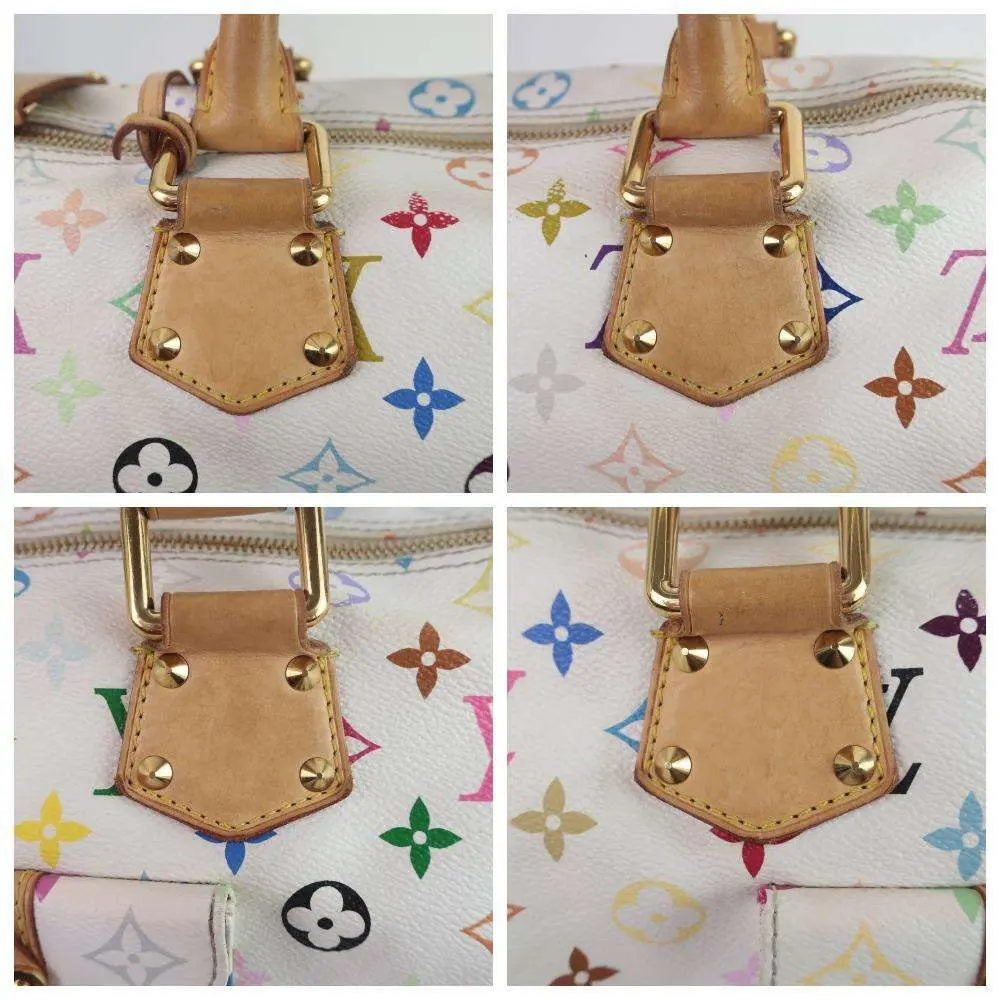 Louis Vuitton White Speedy Multicolor Monogram Bag - Image 9