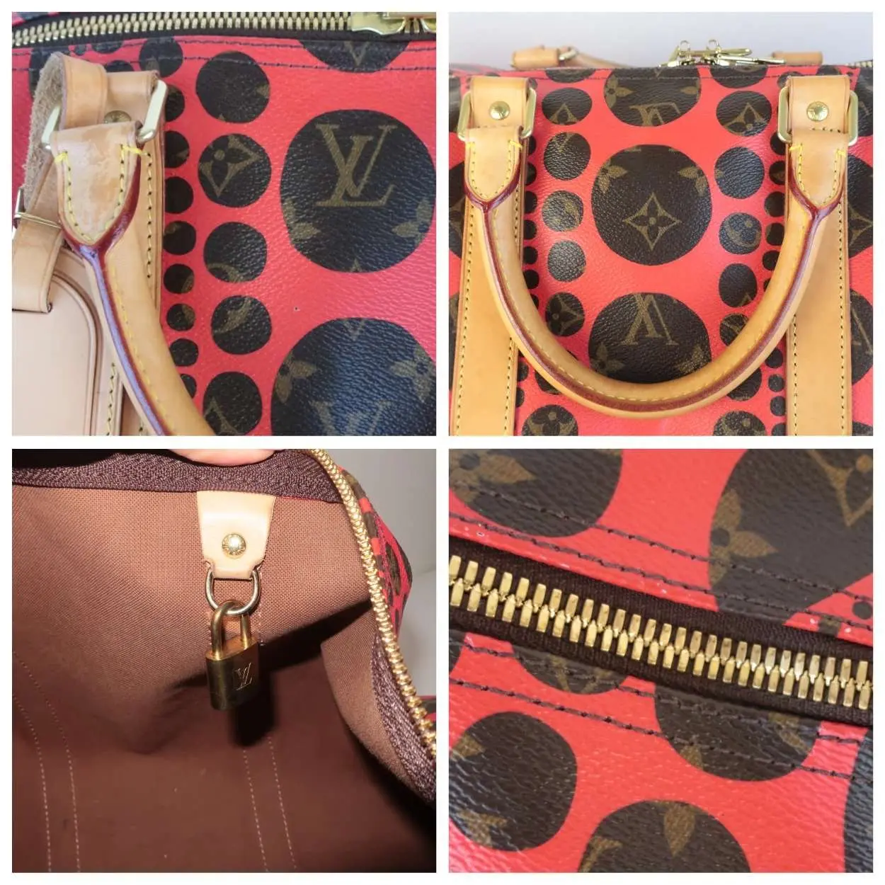 Louis Vuitton Red Monogram Canvas Yaoyi Kusama Keepall 55 Bandouliere - Image 12