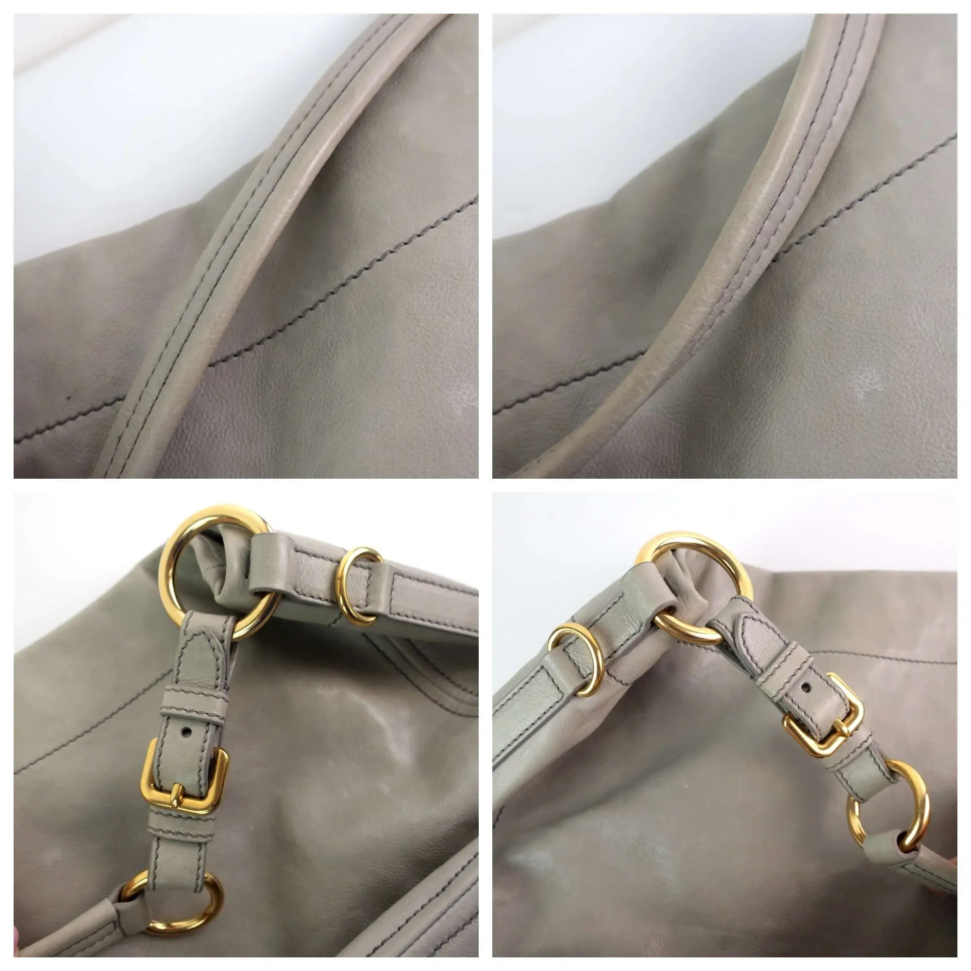 Prada Grey Hobo Leather Bag - Image 14