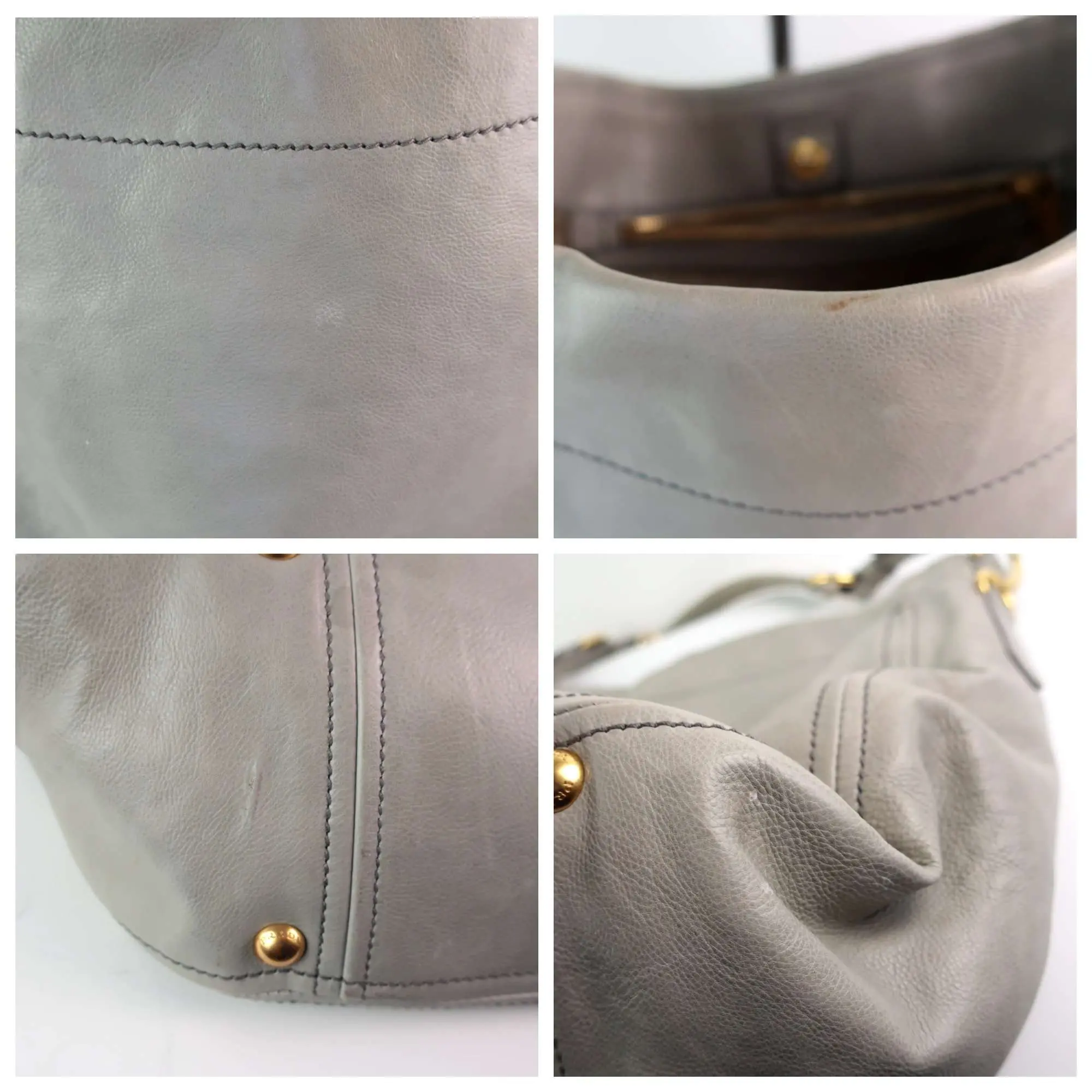 Prada Grey Hobo Leather Bag - Image 17