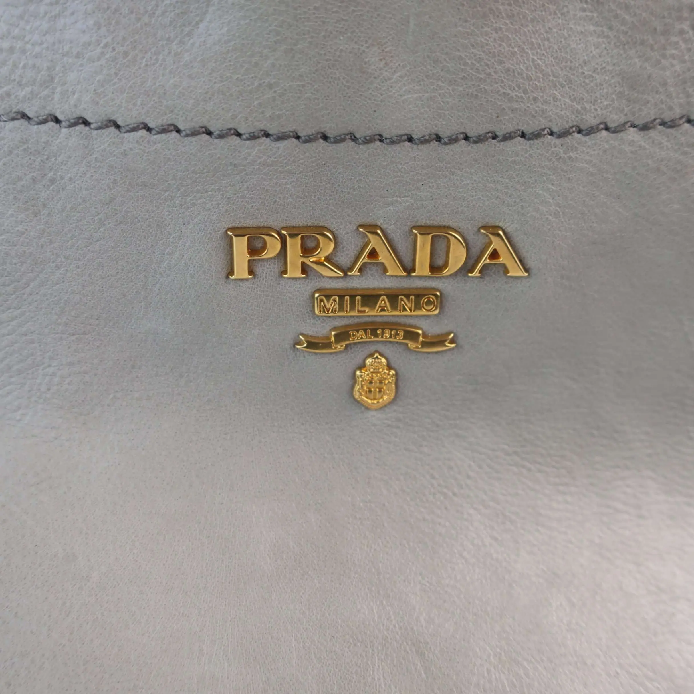 Prada Grey Hobo Leather Bag - Image 4