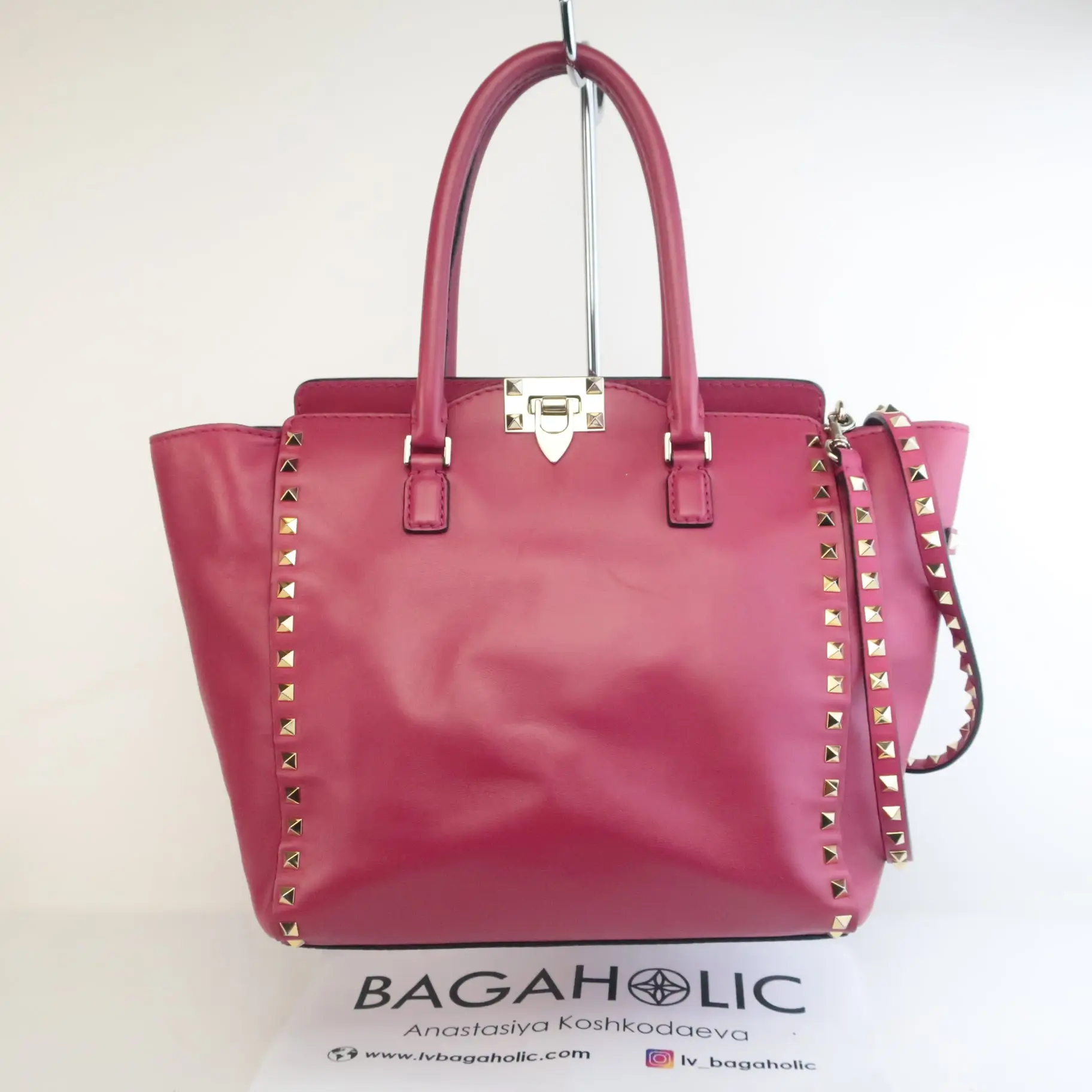 Valentino Leather Medium Tote Rockstud Bag - Image 3