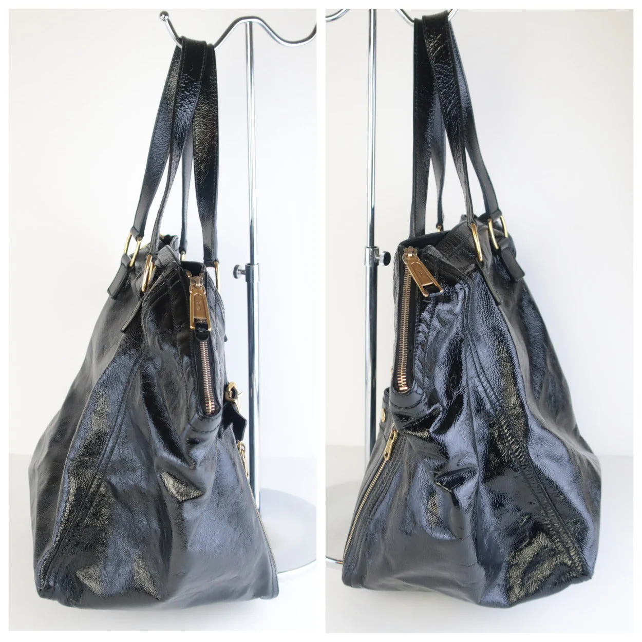 YSL Downtown Black Patent Leather Bag - Image 6