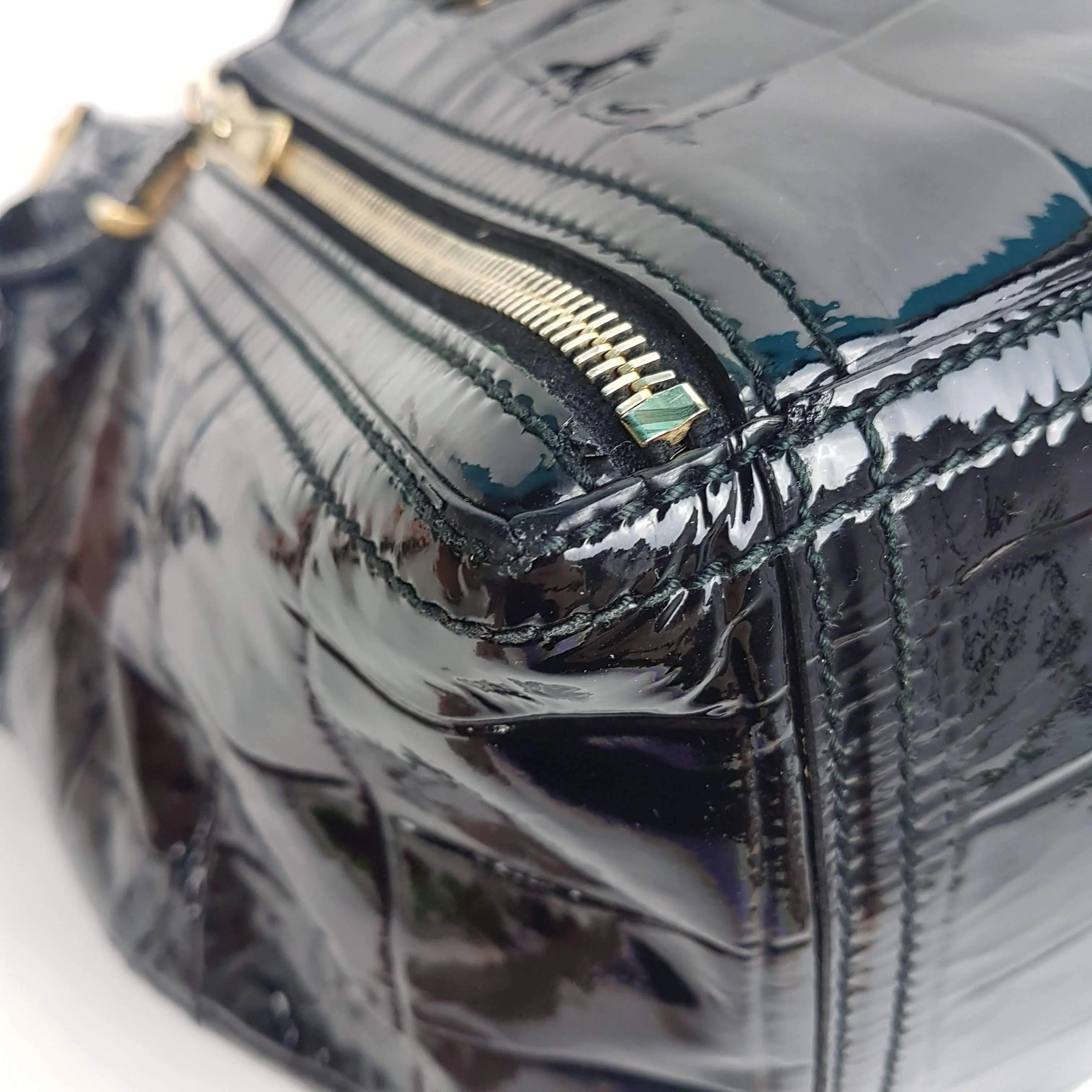 YSL Downtown Croc Embossed Patent Leather Bag - Image 10