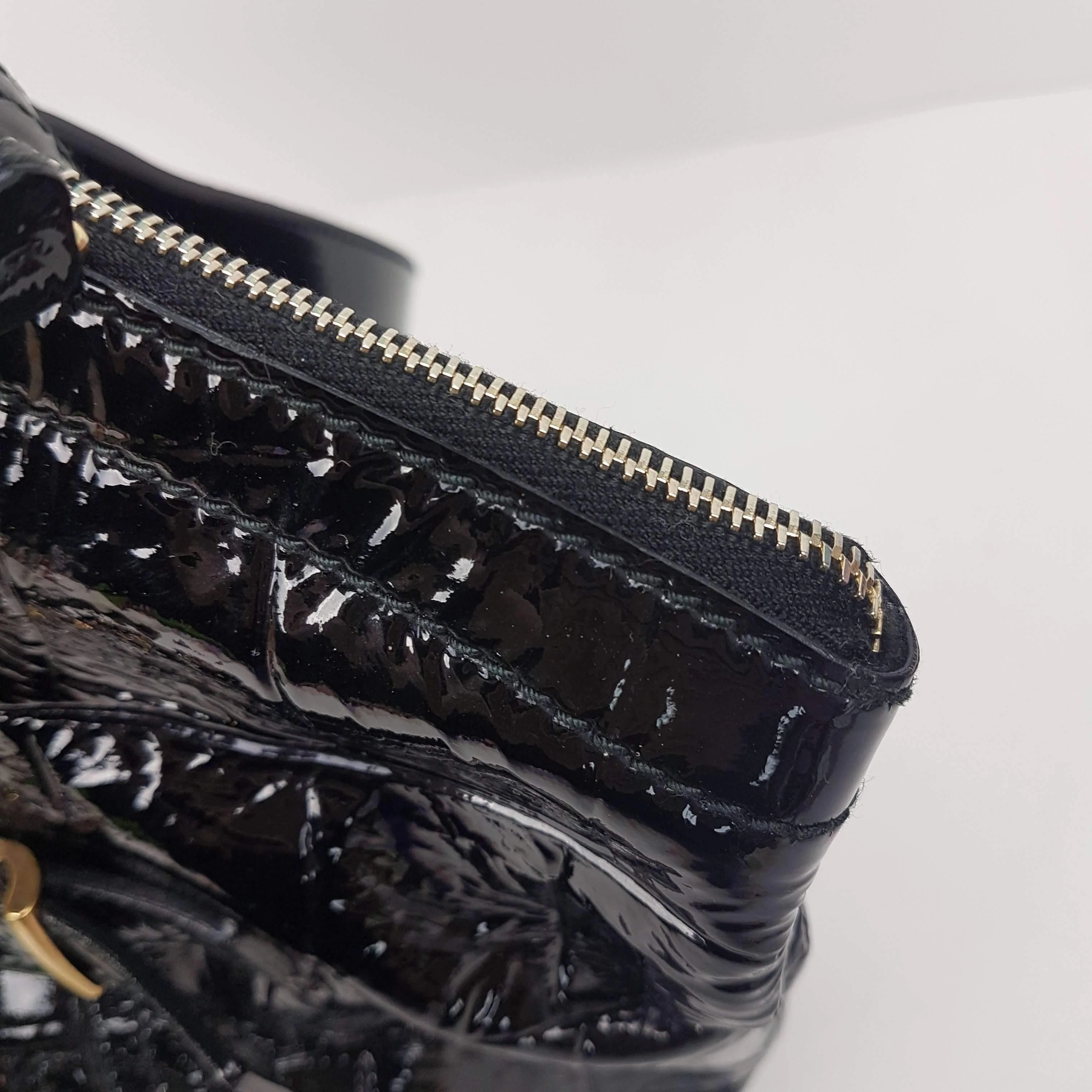 YSL Downtown Croc Embossed Patent Leather Bag - Image 16
