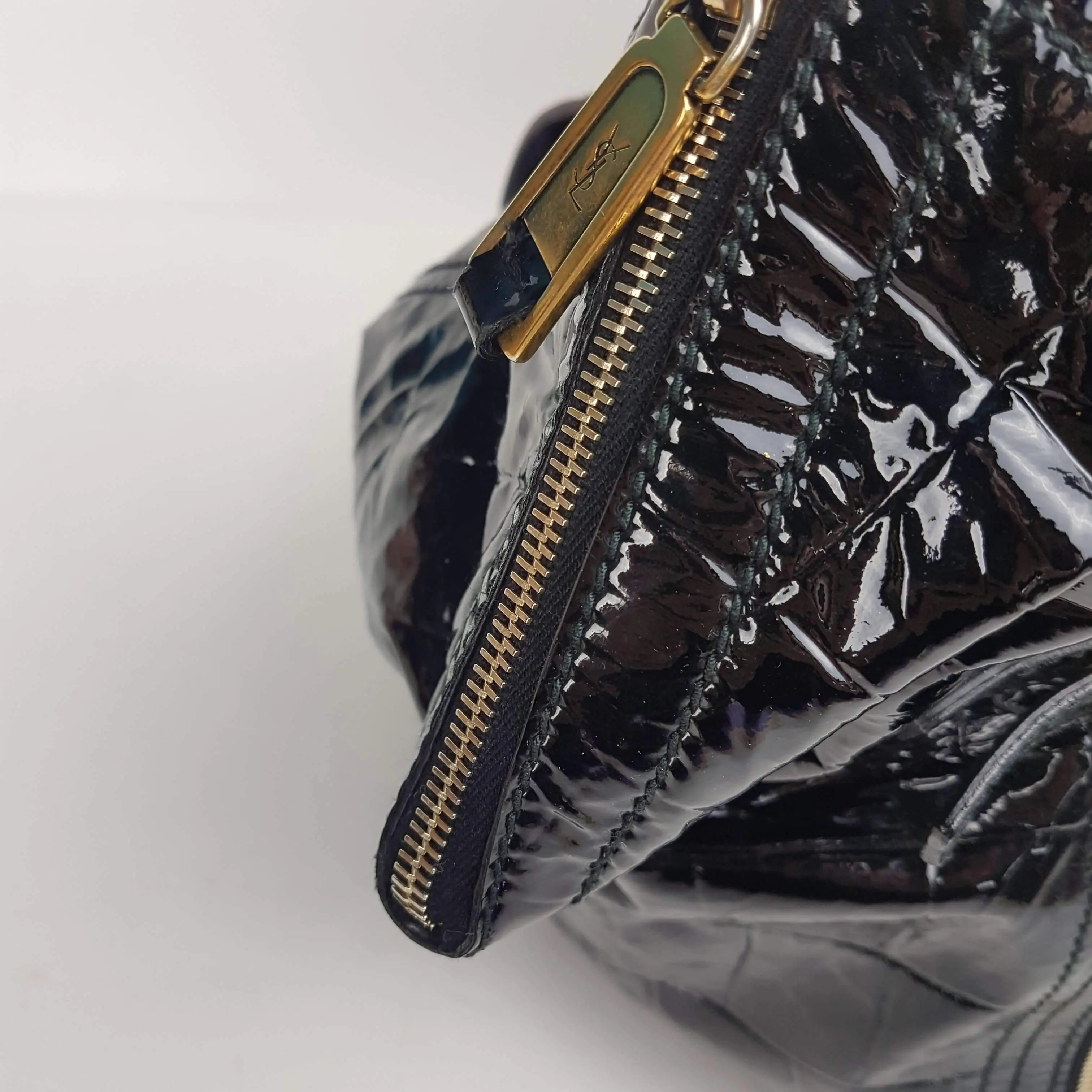 YSL Downtown Croc Embossed Patent Leather Bag - Image 17