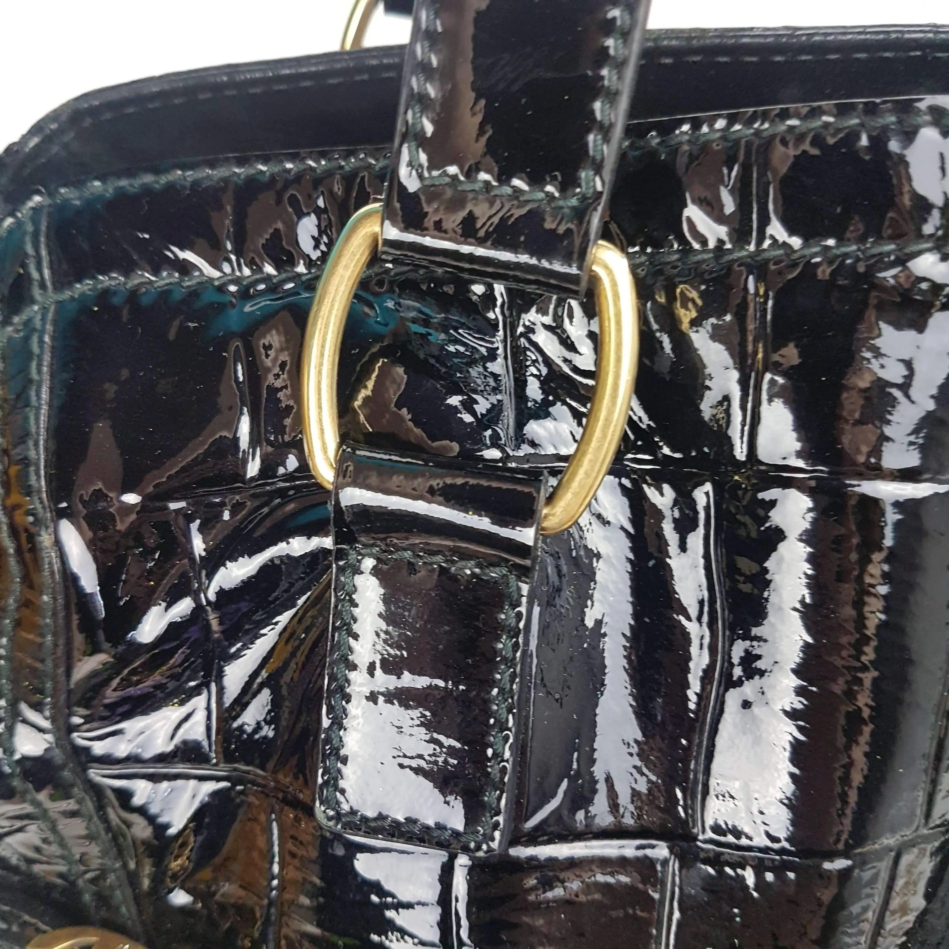 YSL Downtown Croc Embossed Patent Leather Bag - Image 26