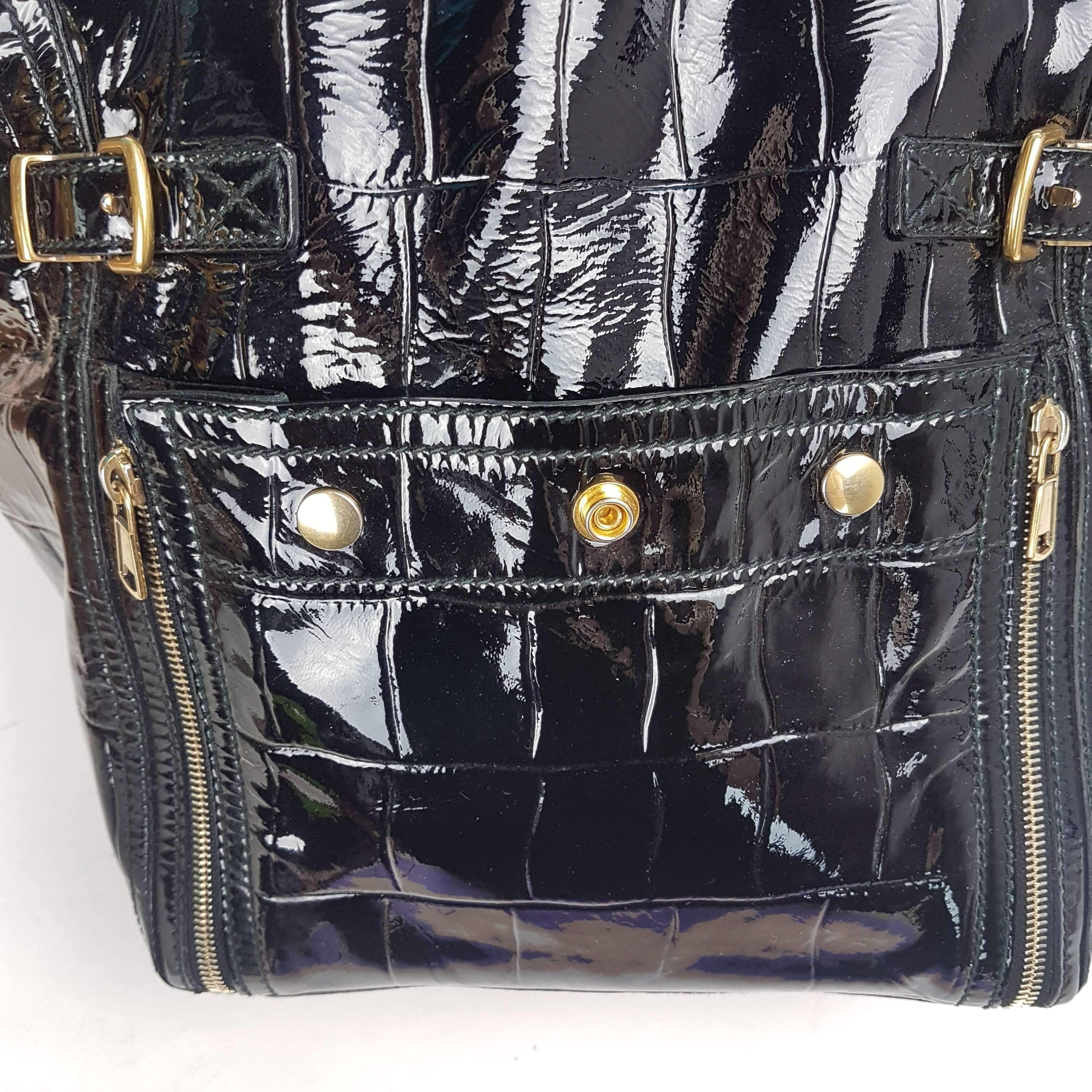 YSL Downtown Croc Embossed Patent Leather Bag - Image 29