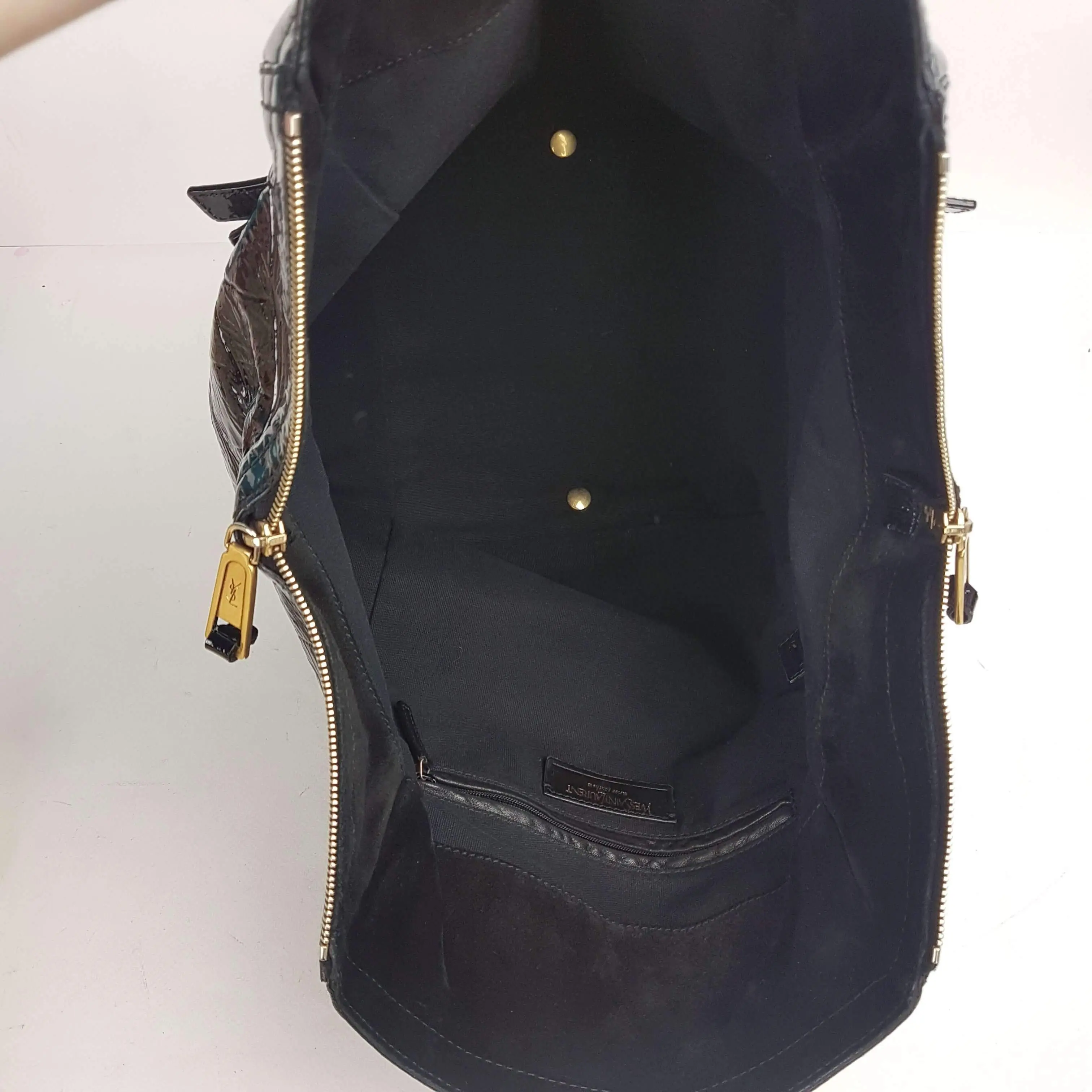 YSL Downtown Croc Embossed Patent Leather Bag - Image 30