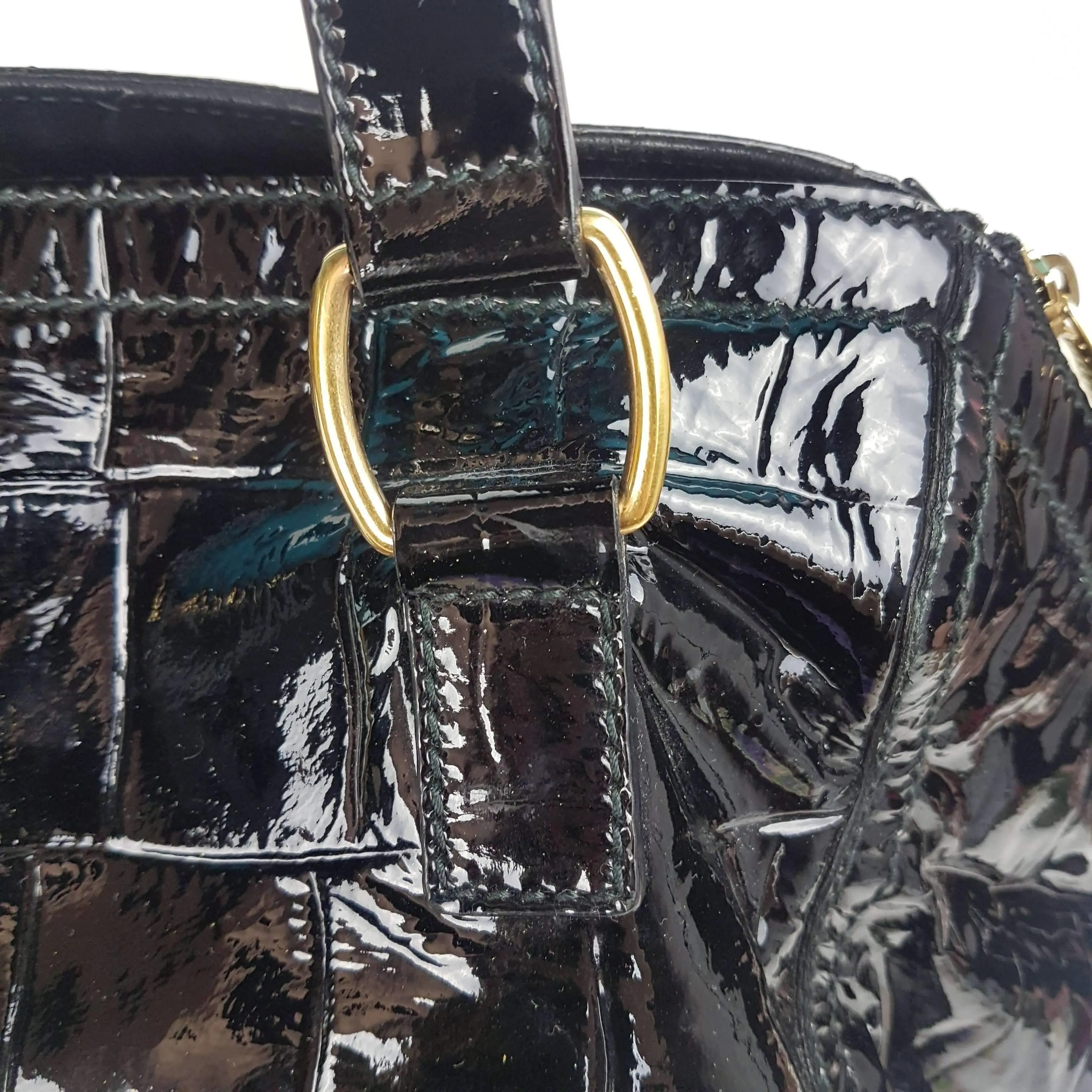 YSL Downtown Croc Embossed Patent Leather Bag - Image 40