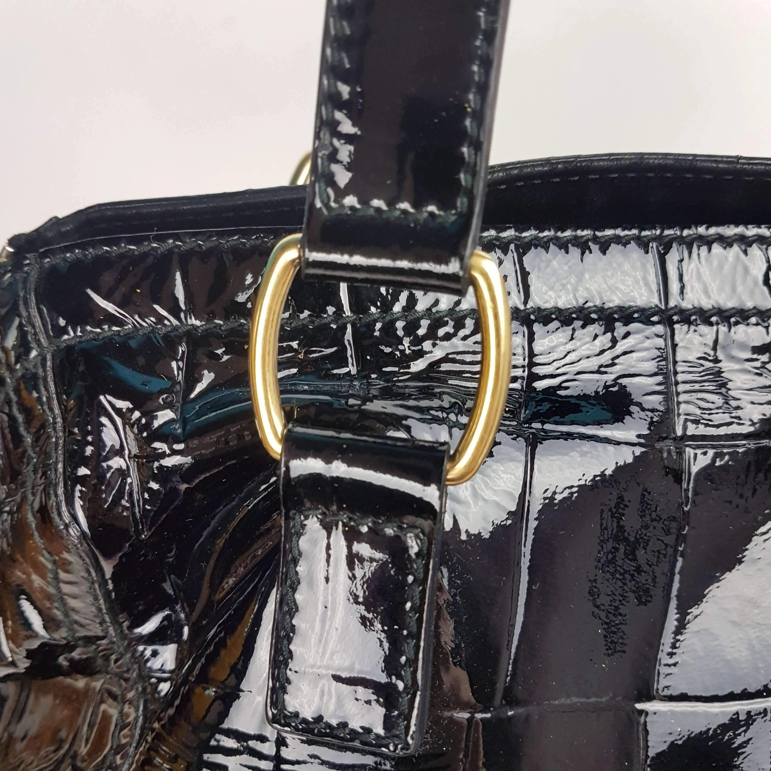 YSL Downtown Croc Embossed Patent Leather Bag - Image 41