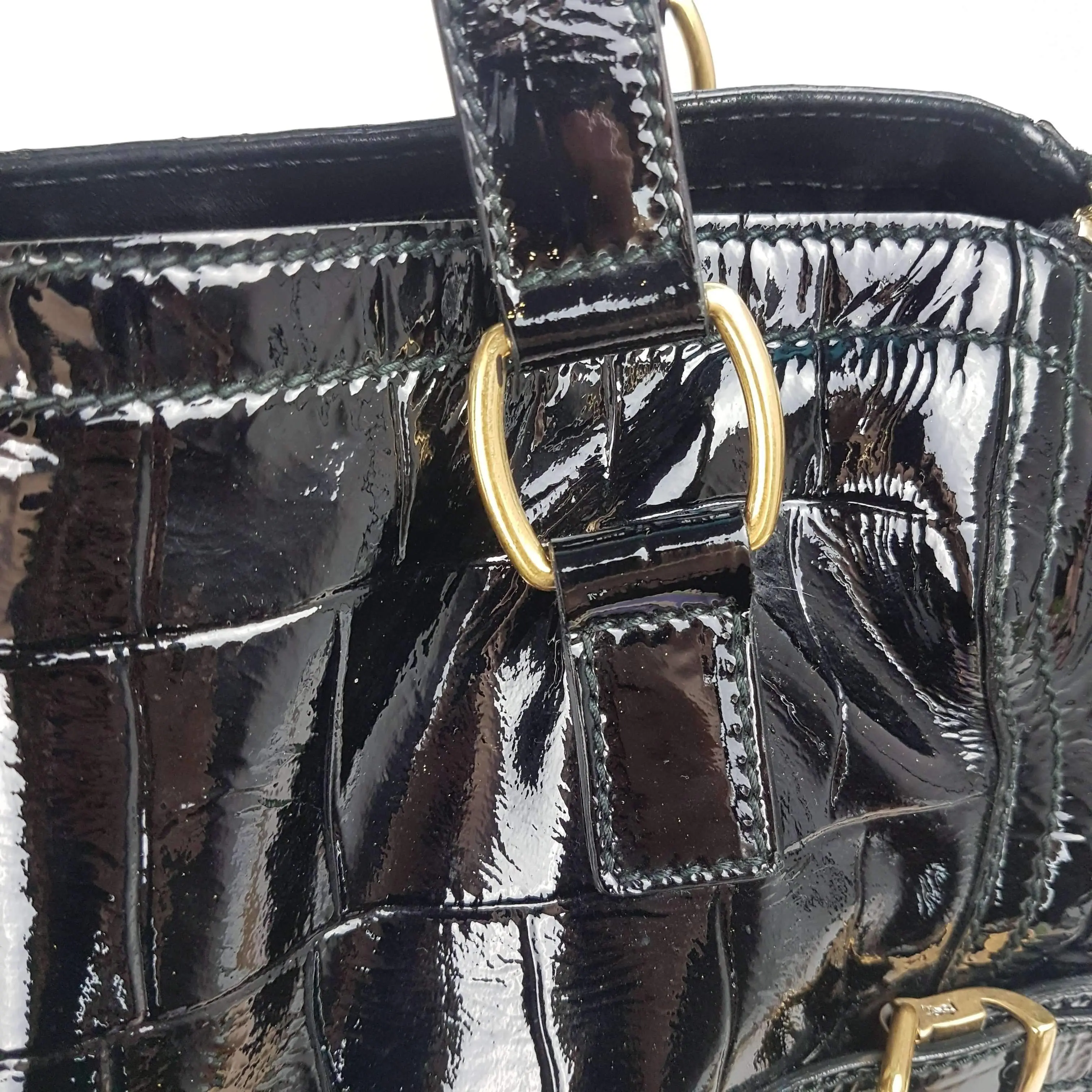 YSL Downtown Croc Embossed Patent Leather Bag - Image 42