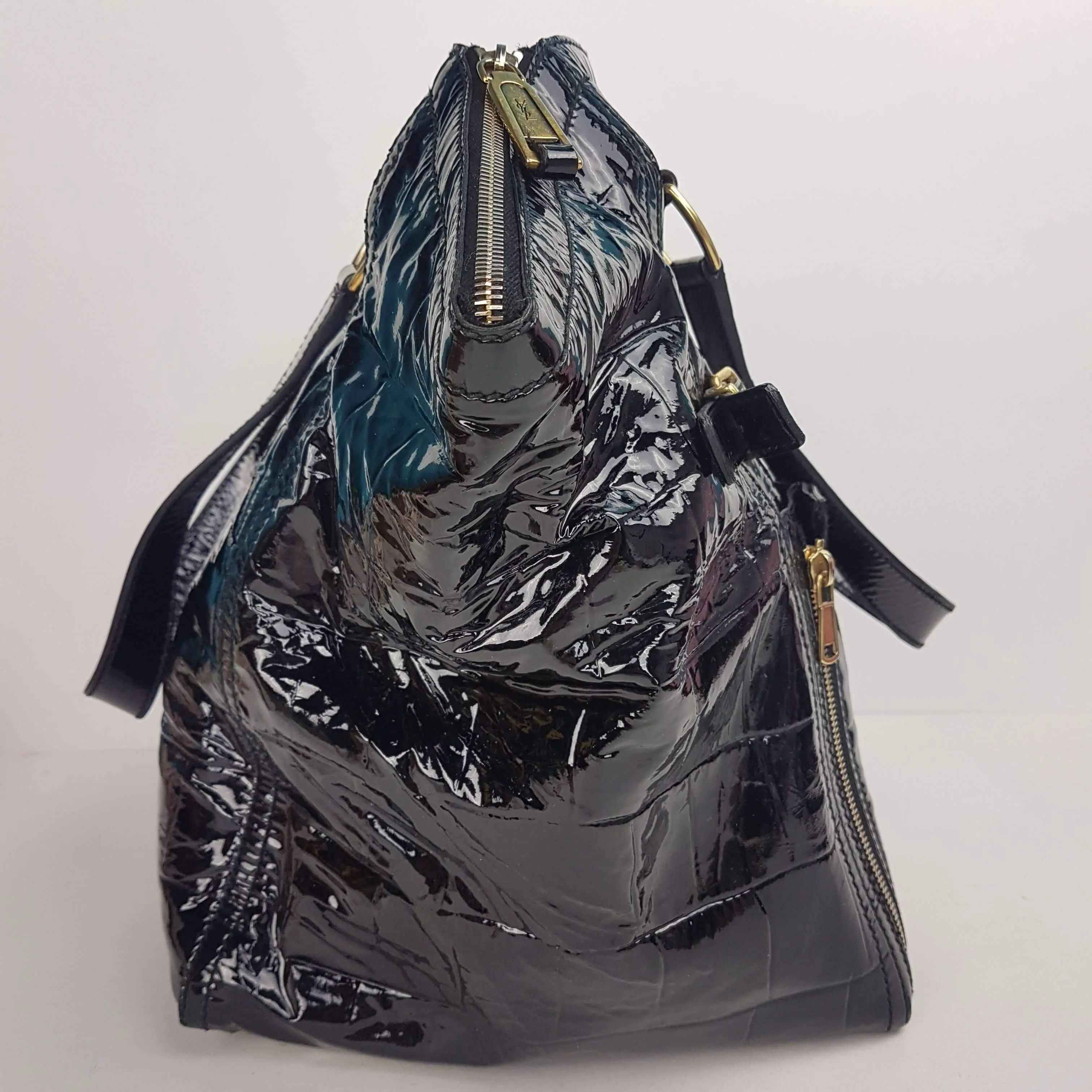 YSL Downtown Croc Embossed Patent Leather Bag - Image 5
