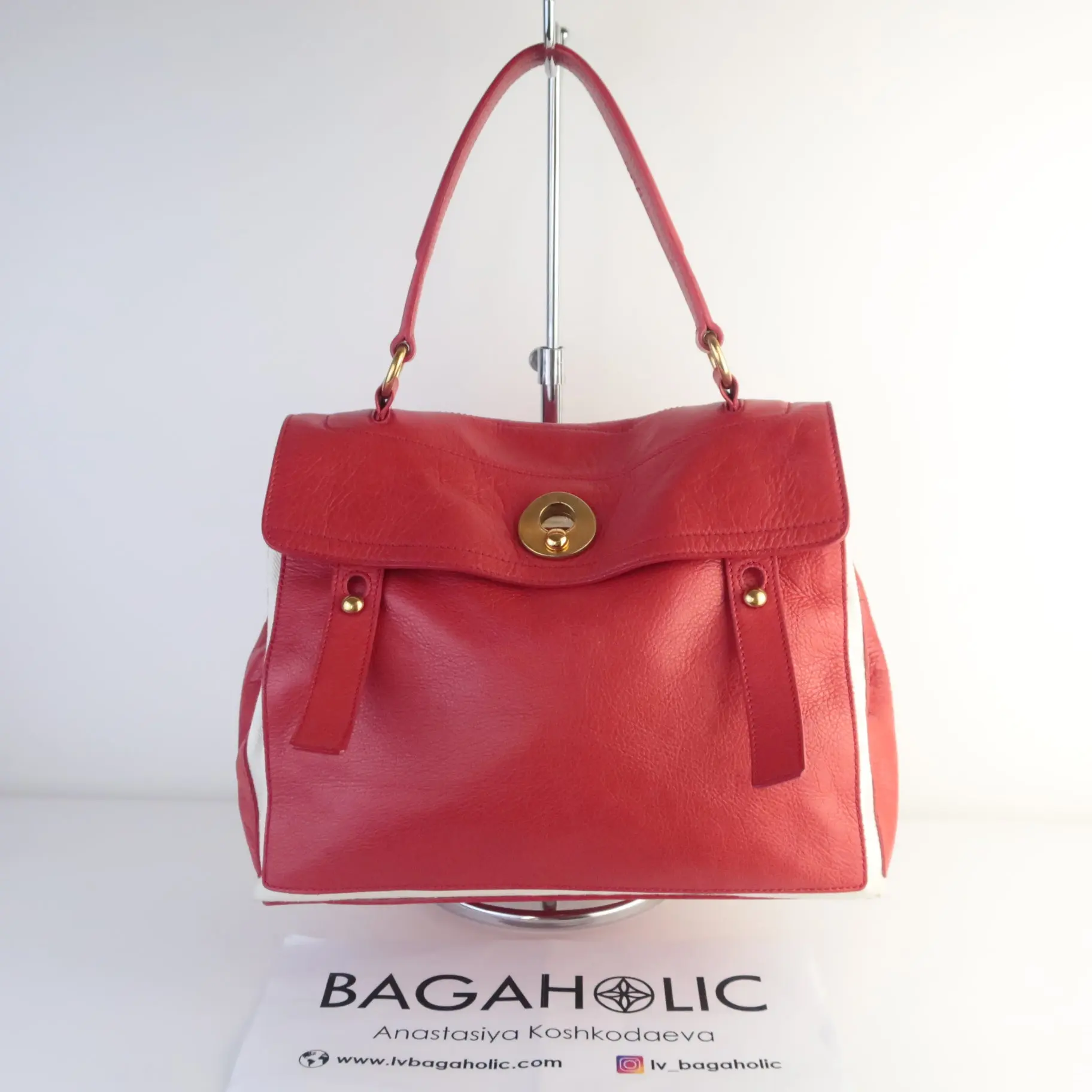 YSL Red Leather Muse 2 Handbag - Image 2