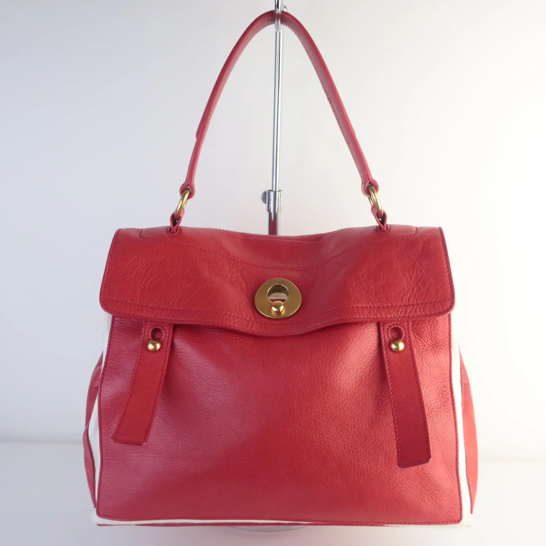 YSL Red Leather Muse 2 Handbag - Image 3