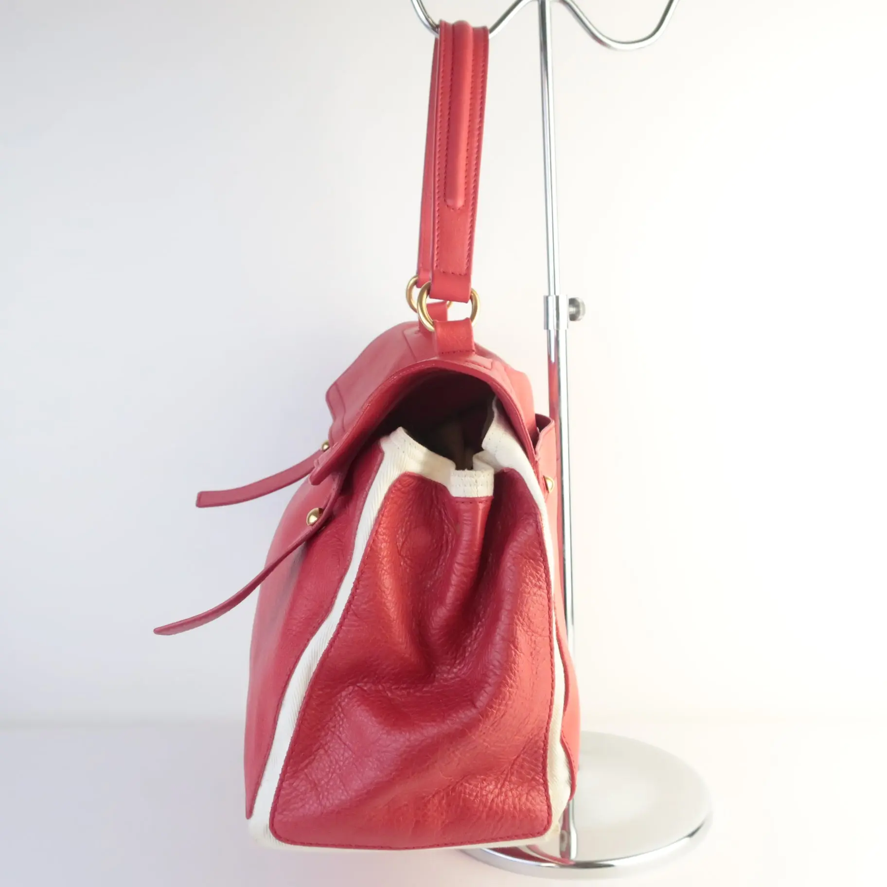 YSL Red Leather Muse 2 Handbag - Image 4
