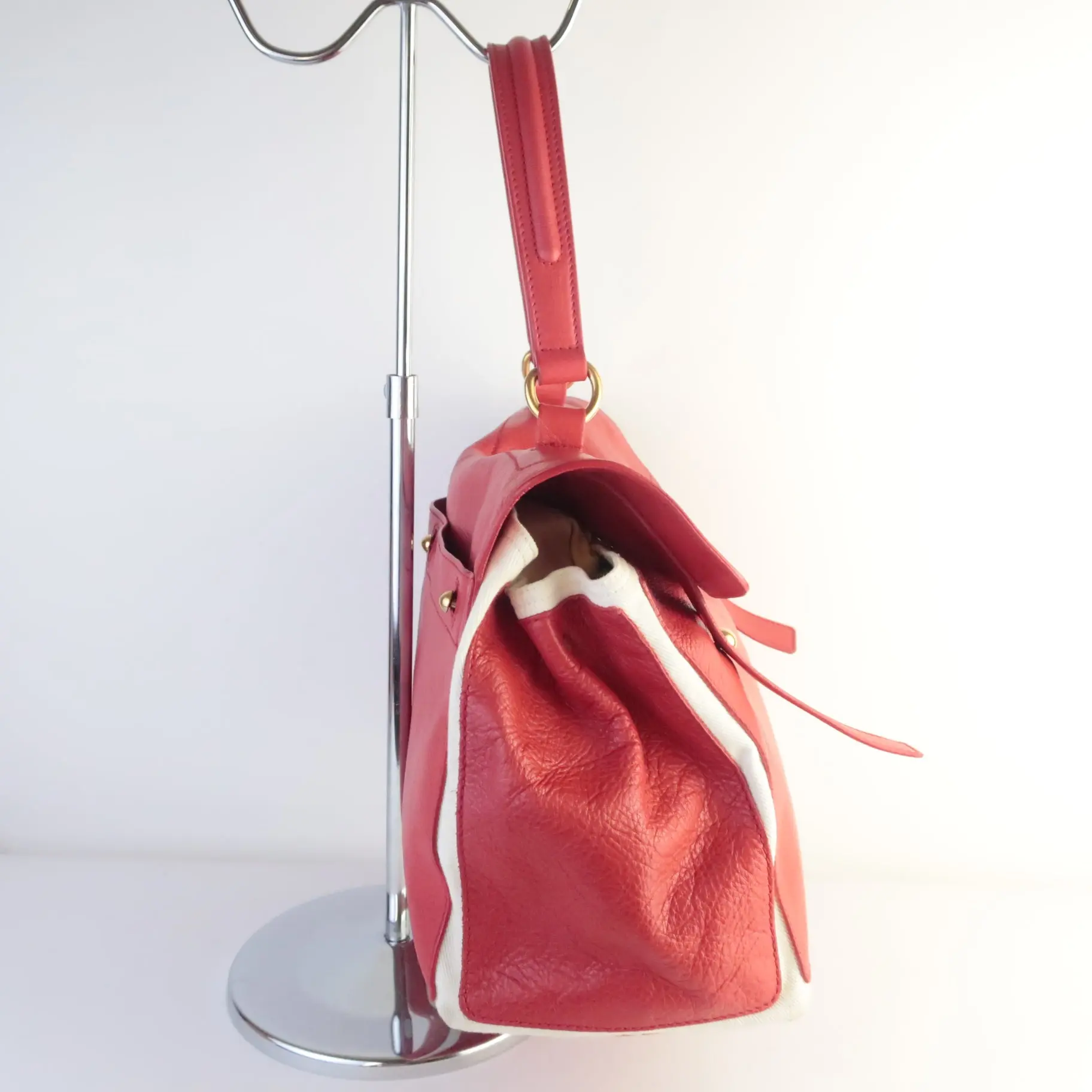 YSL Red Leather Muse 2 Handbag - Image 5