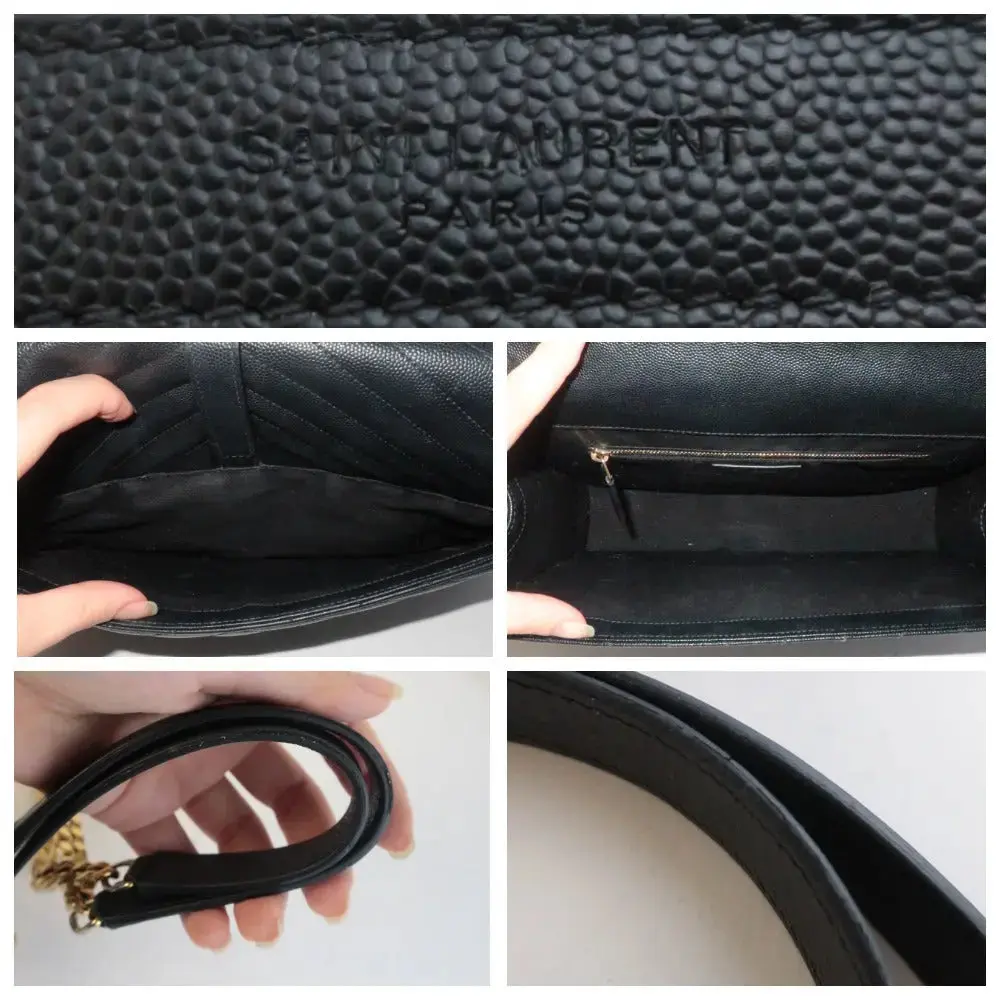 YSL Saint-Laurent Black Caviar Large Envelope Bag - Image 10