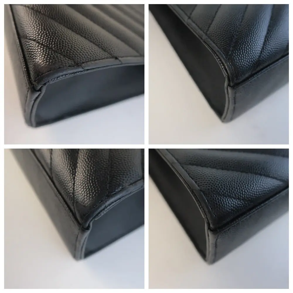 YSL Saint-Laurent Black Caviar Large Envelope Bag - Image 11