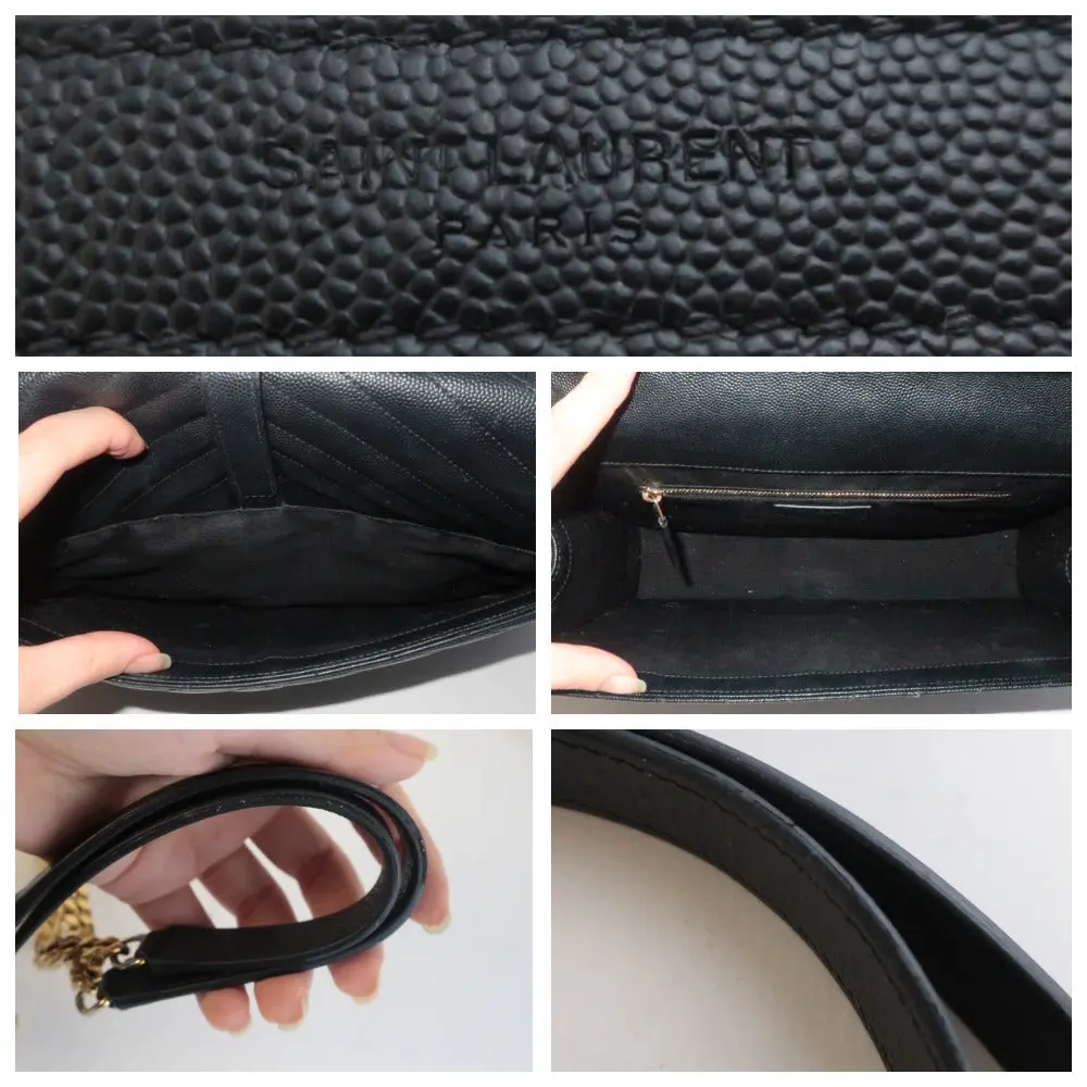 YSL Saint-Laurent Black Caviar Large Envelope Bag - Image 14