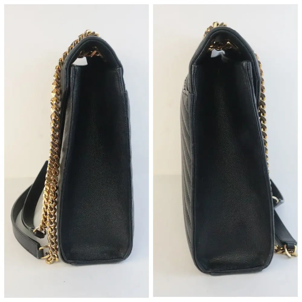YSL Saint-Laurent Black Caviar Large Envelope Bag - Image 7