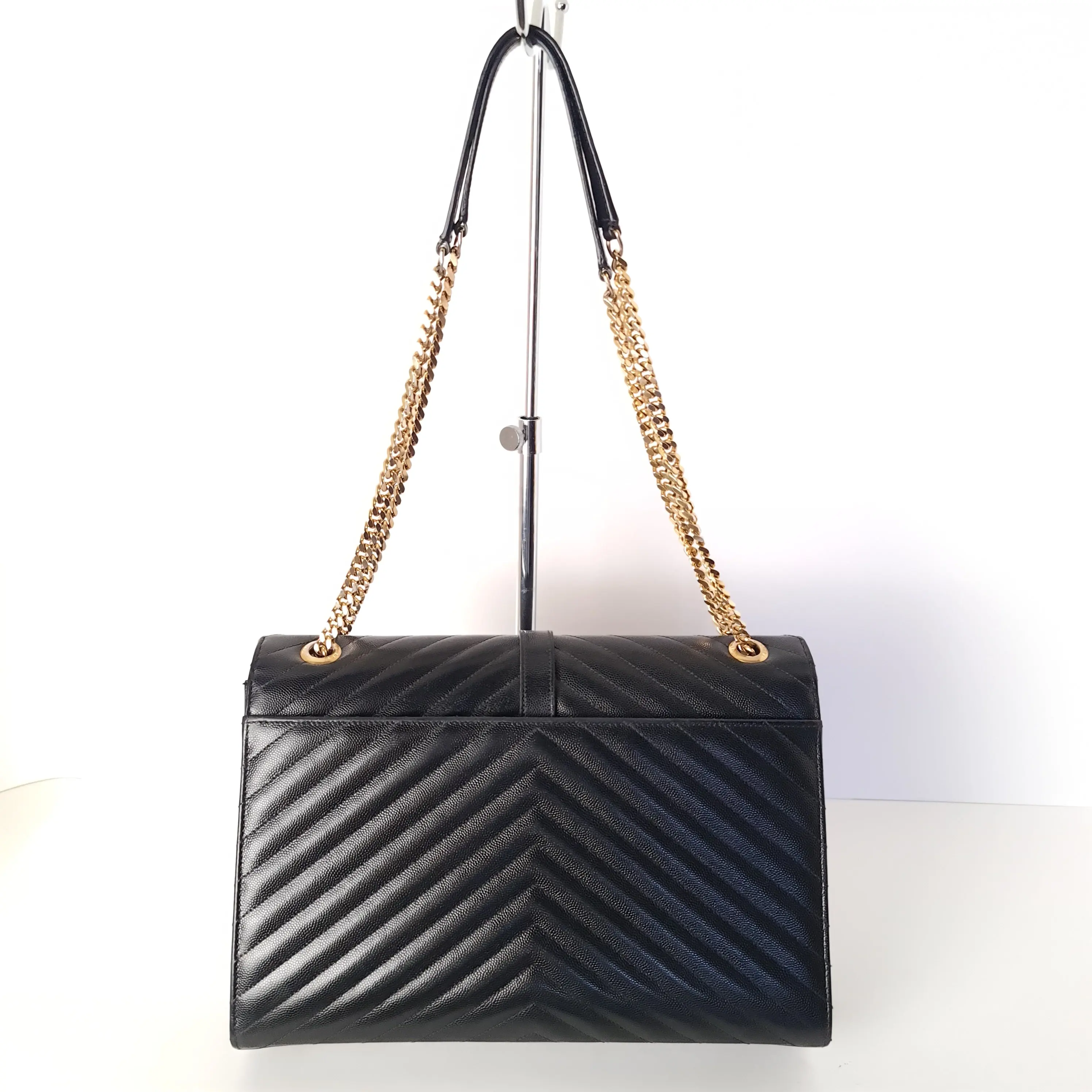 YSL Saint Laurent Black Caviar Large Envelope Bag - Image 4