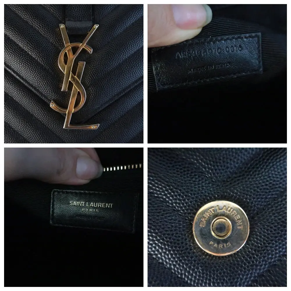 YSL Saint-Laurent Black Caviar Large Envelope Bag - Image 9