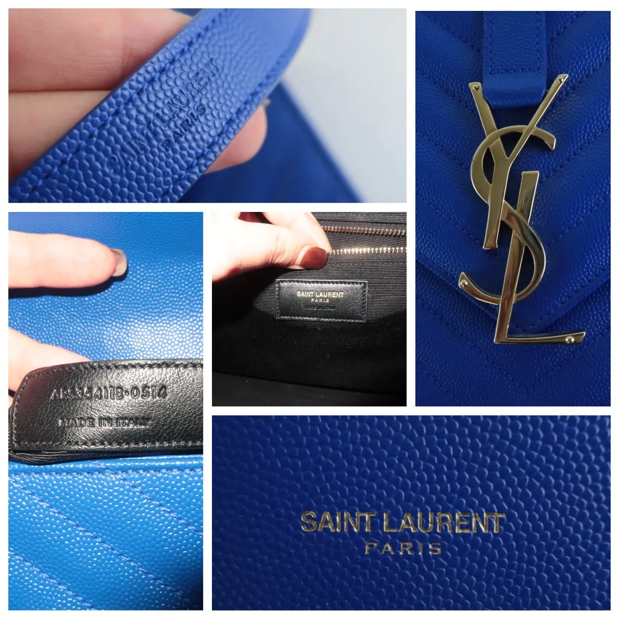 YSL Saint Laurent Blue Caviar Large Envelope Bag - Image 12