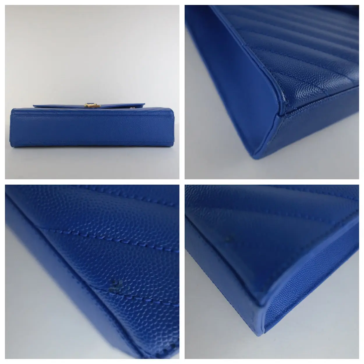 YSL Saint Laurent Blue Caviar Large Envelope Bag - Image 17