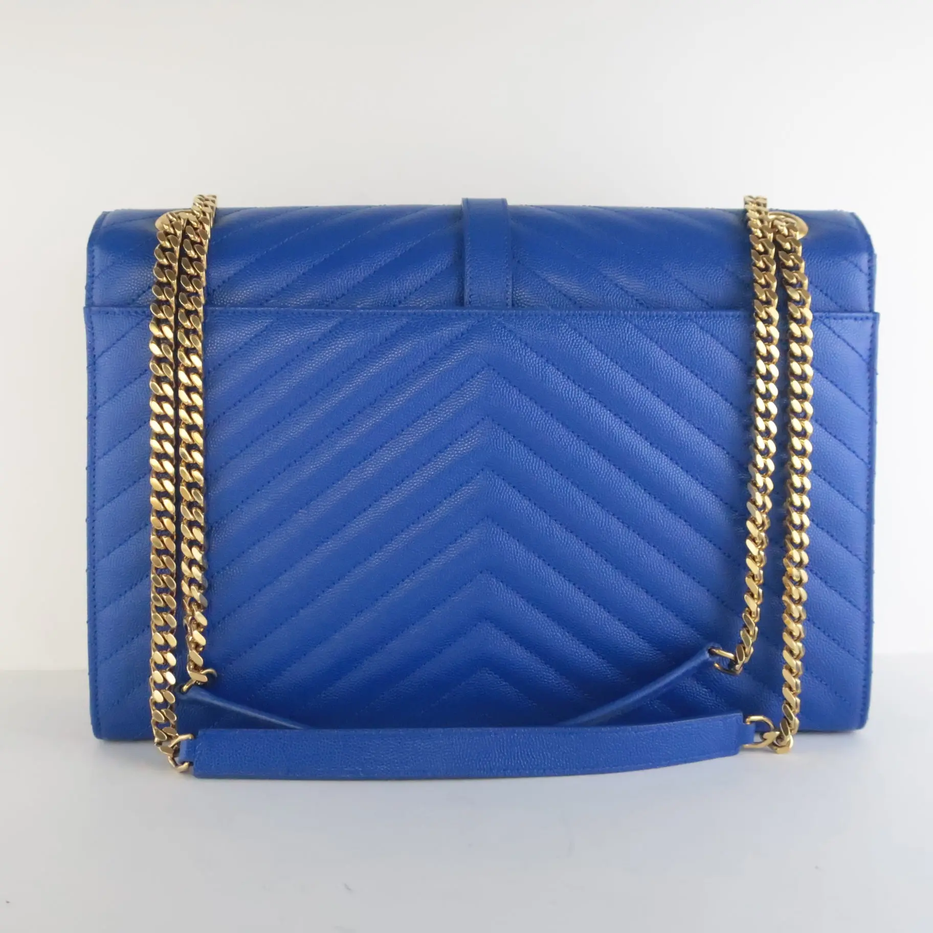 YSL Saint Laurent Blue Caviar Large Envelope Bag - Image 4