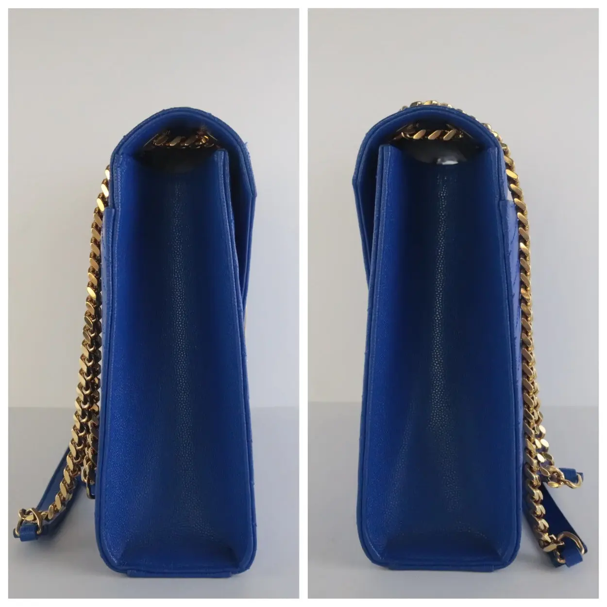 YSL Saint Laurent Blue Caviar Large Envelope Bag - Image 5