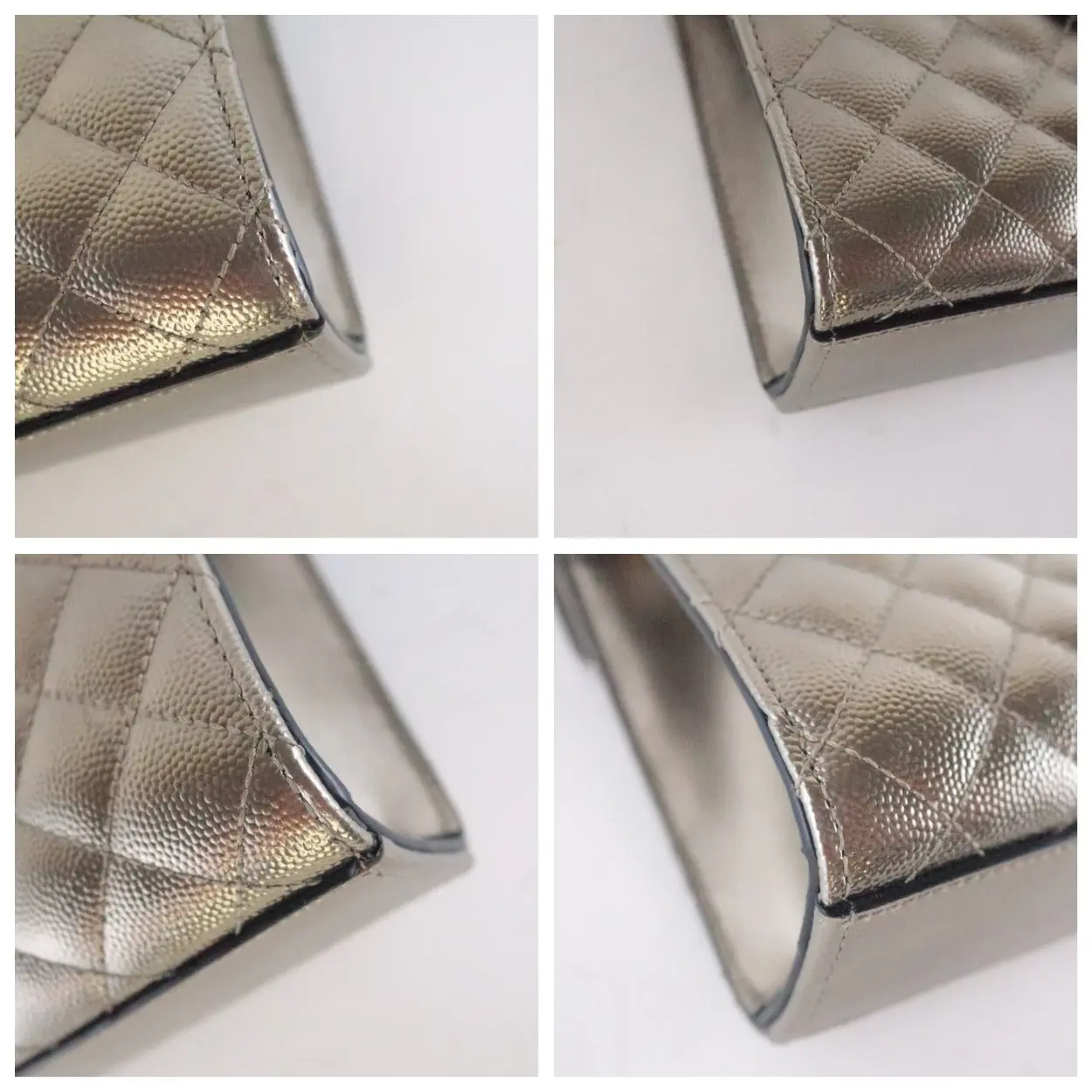 YSL Saint Laurent Silver Caviar Medium Envelope Bag - Image 11