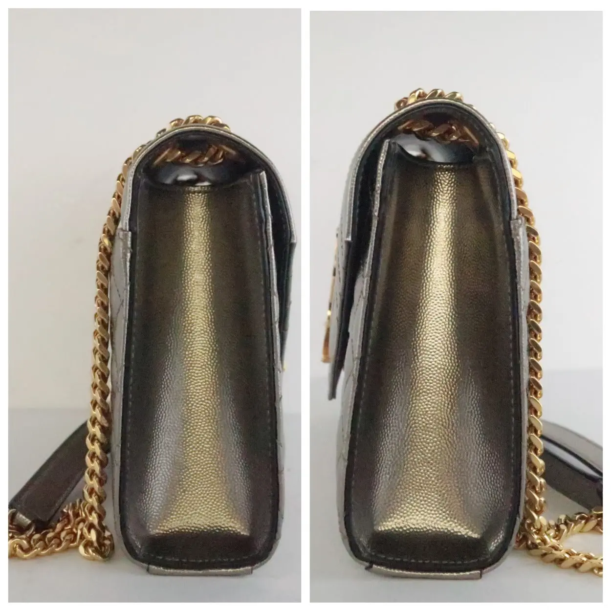 YSL Saint Laurent Silver Caviar Medium Envelope Bag - Image 12