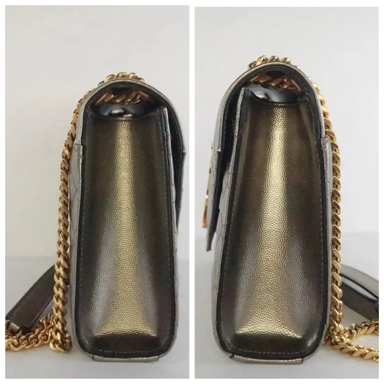 YSL Saint Laurent Silver Caviar Medium Envelope Bag - Image 5