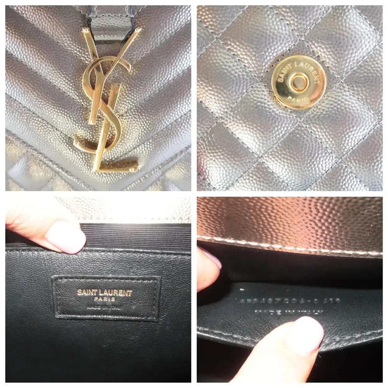 YSL Saint Laurent Silver Caviar Medium Envelope Bag - Image 6