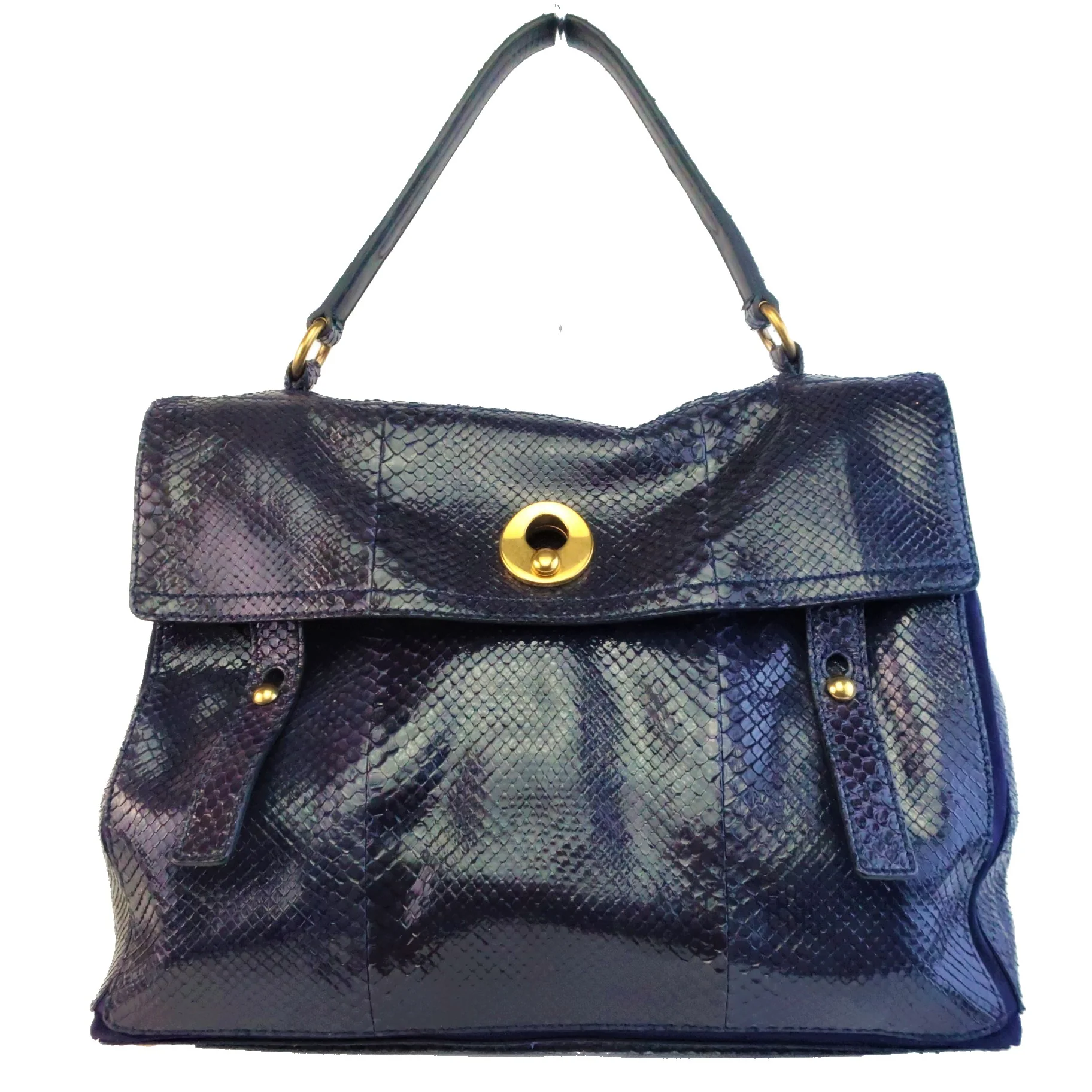 YSL Saint Laurent Blue Python Leather Muse 2 Handbag - Image 3