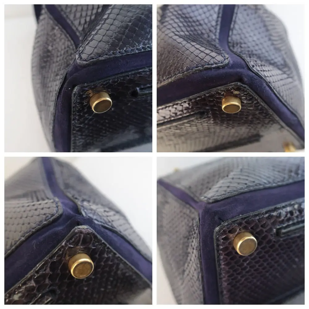 YSL Saint Laurent Blue Python Leather Muse 2 Handbag - Image 6