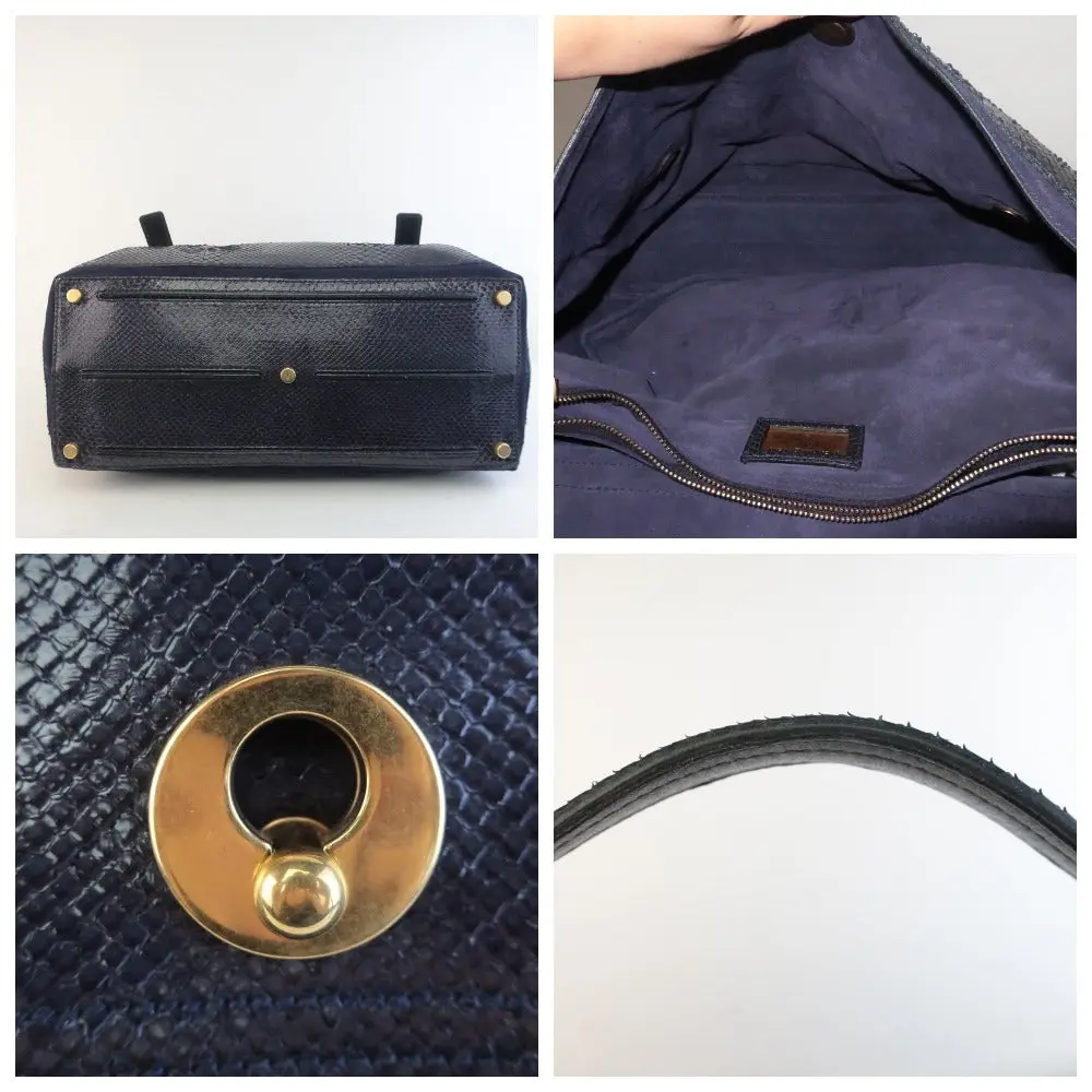 YSL Saint Laurent Blue Python Leather Muse 2 Handbag - Image 8