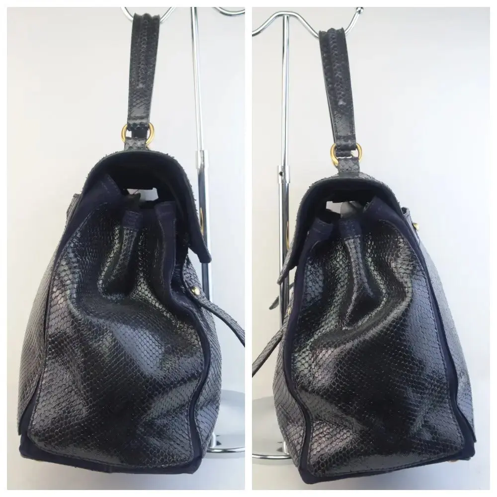 YSL Saint Laurent Blue Python Leather Muse 2 Handbag - Image 9